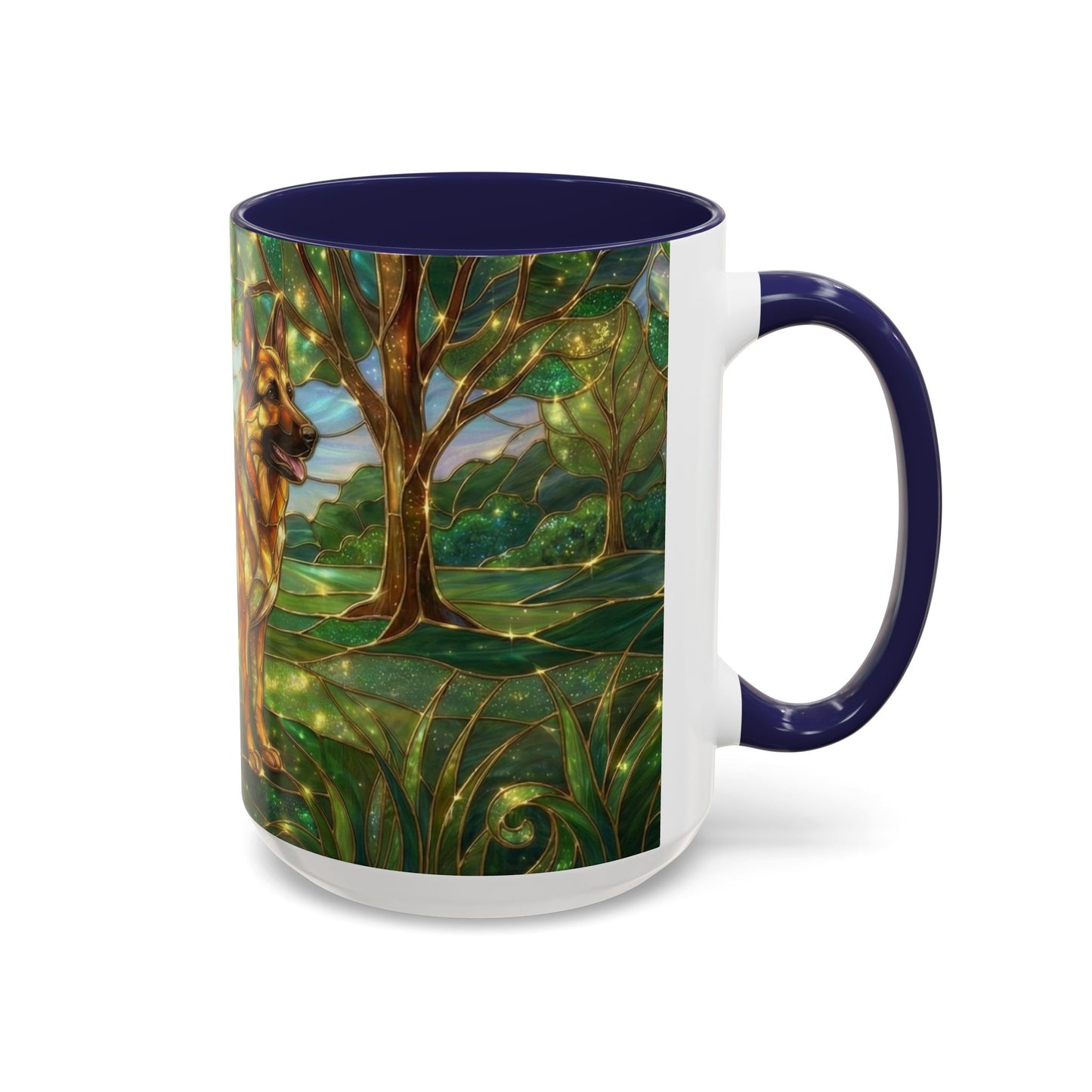 German Shepherd Mug, Stained Glass Dog Coffee Mug, German Shepherd Art Cup, Dog Lover Gift, Pet Memorial Mug, Colorful Dog Mug