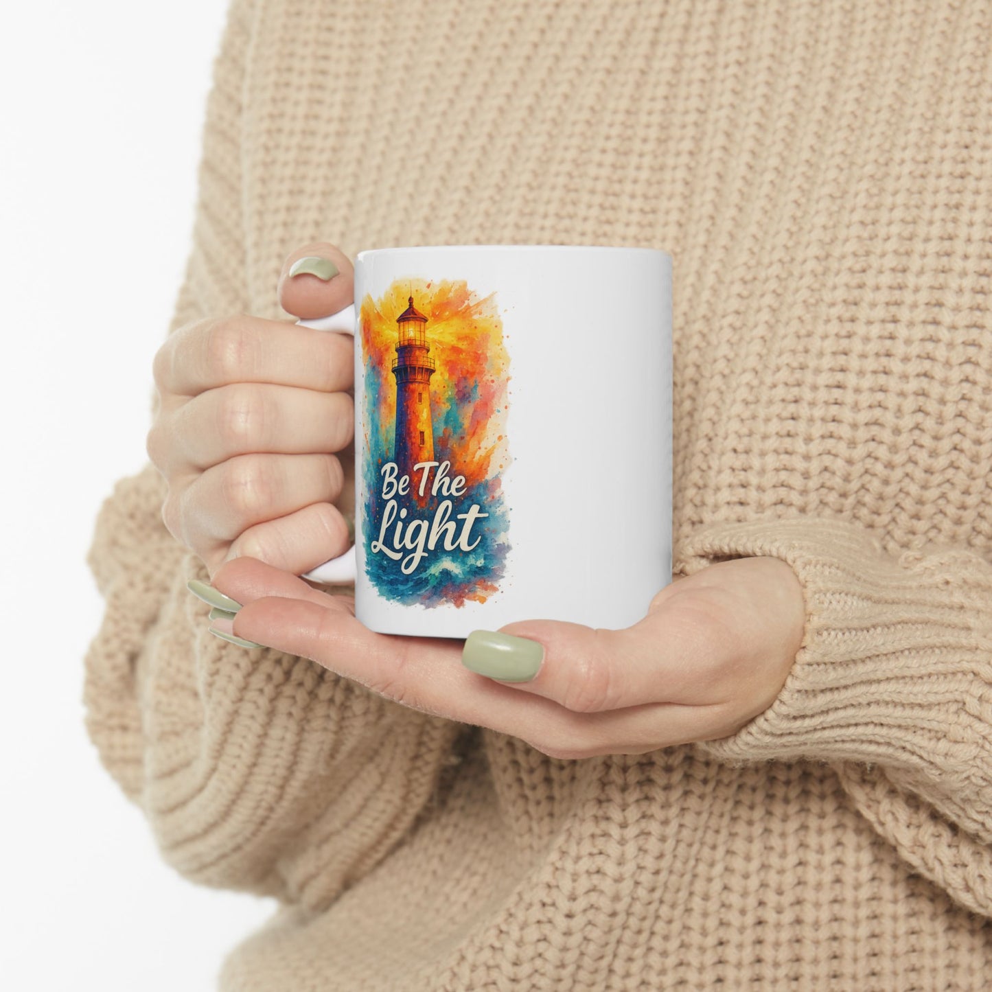 Be the Light Lighthouse Mug - Inspirational Ceramic Coffee Cup | Motivational Gift for Him, Her, Graduation, New Job