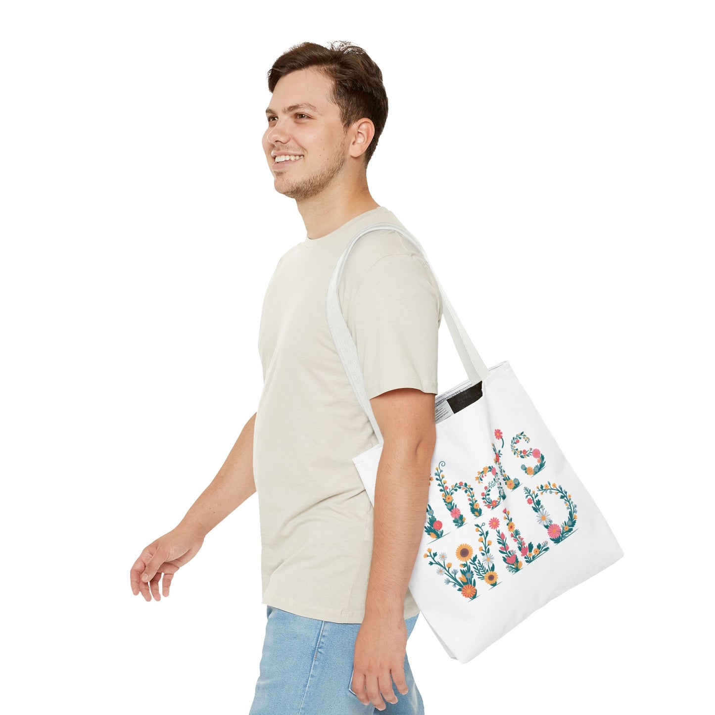 That’s Wild Floral Tote Bag – Cute Boho Canvas Bag With Colorful Flower Lettering, Eco Reusable Shopping Tote, Nature Lover Gift For Everyday Style