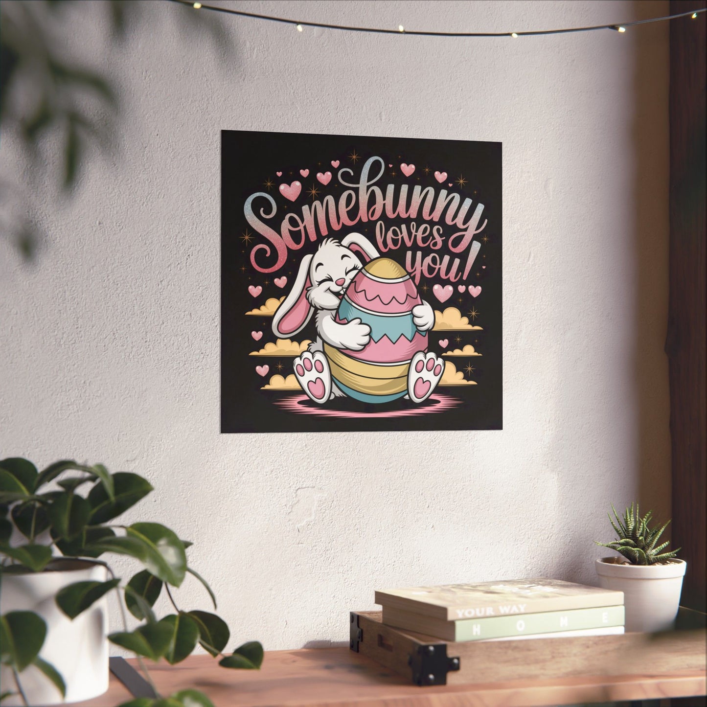 Poster Somebunny Loves You Easter Bunny Poster Easter Decor Easter Wall Art
