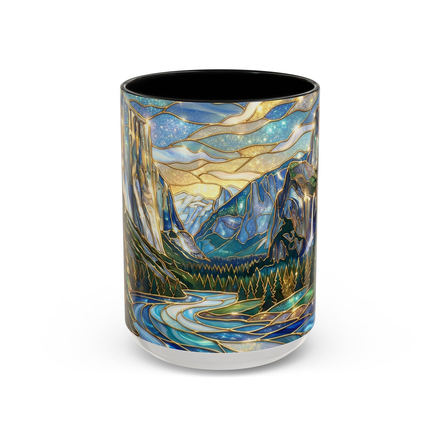 Stained Glass Yosemite Mug, Yosemite Mountain Coffee Cup, Waterfall Landscape Art Mug, Scenic Nature Mug, Yosemite Gift, Outdoor Lover Gift