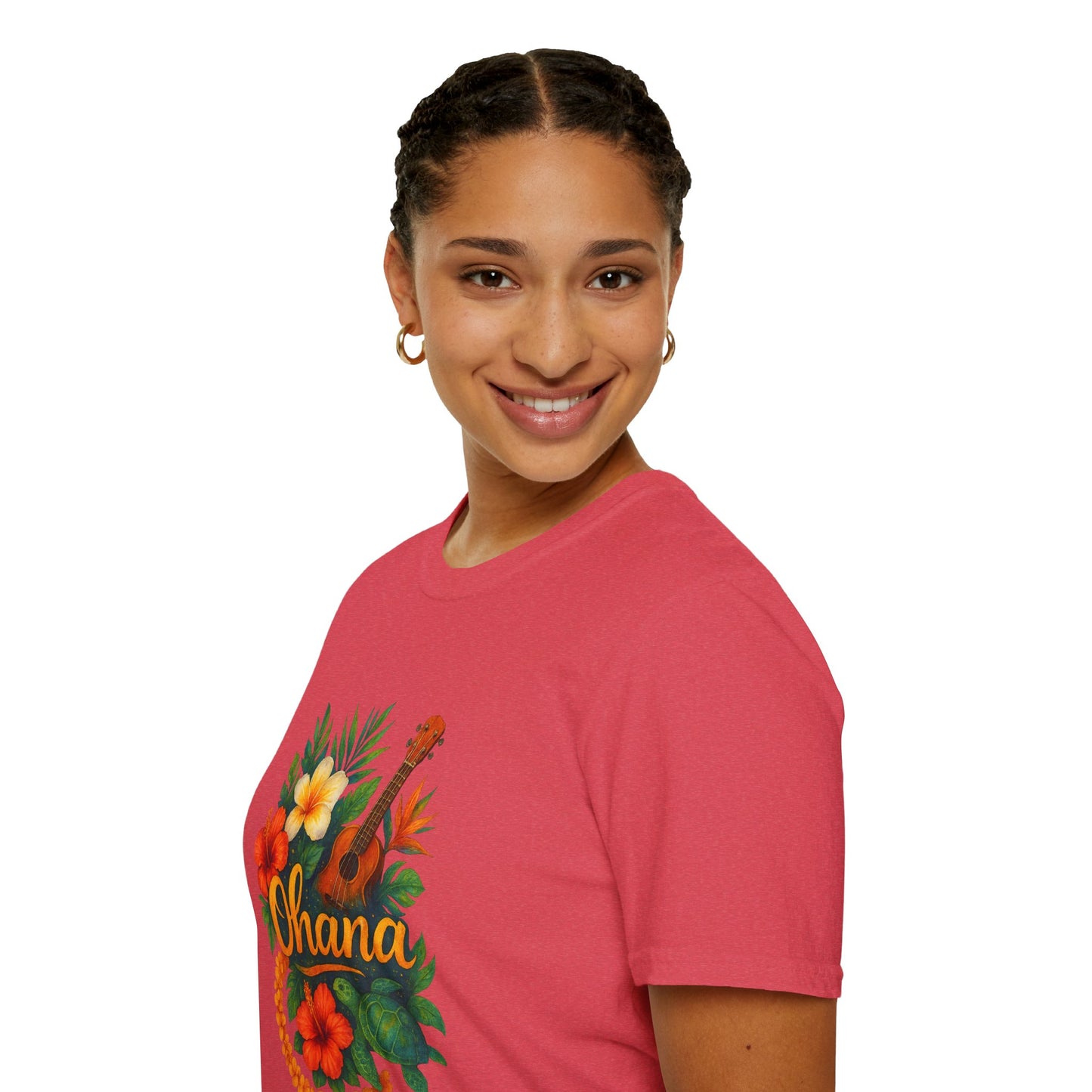 Ohana Hawaiian Shirt | Tropical Family T-Shirt | Luau Vacation Tee | Aloha Summer Shirt | Ukulele Turtle Floral Beach Gift