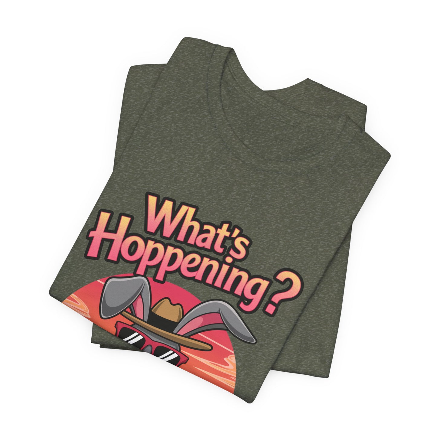 What’s Hoppening Funny Bunny Shirt – Cute Rabbit Pun T-Shirt – Sunset Graphic Tee for Animal Lovers, Easter, and Pun Enthusiasts