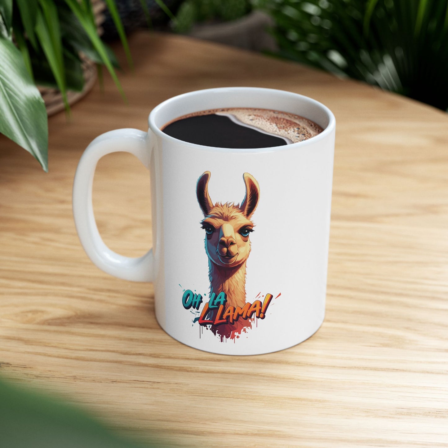 Oh La Llama Mug – Cute Llama Coffee Cup 11 oz & 15 oz Ceramic | Funny Animal Gift For Llama Lover Kitchen Decor
