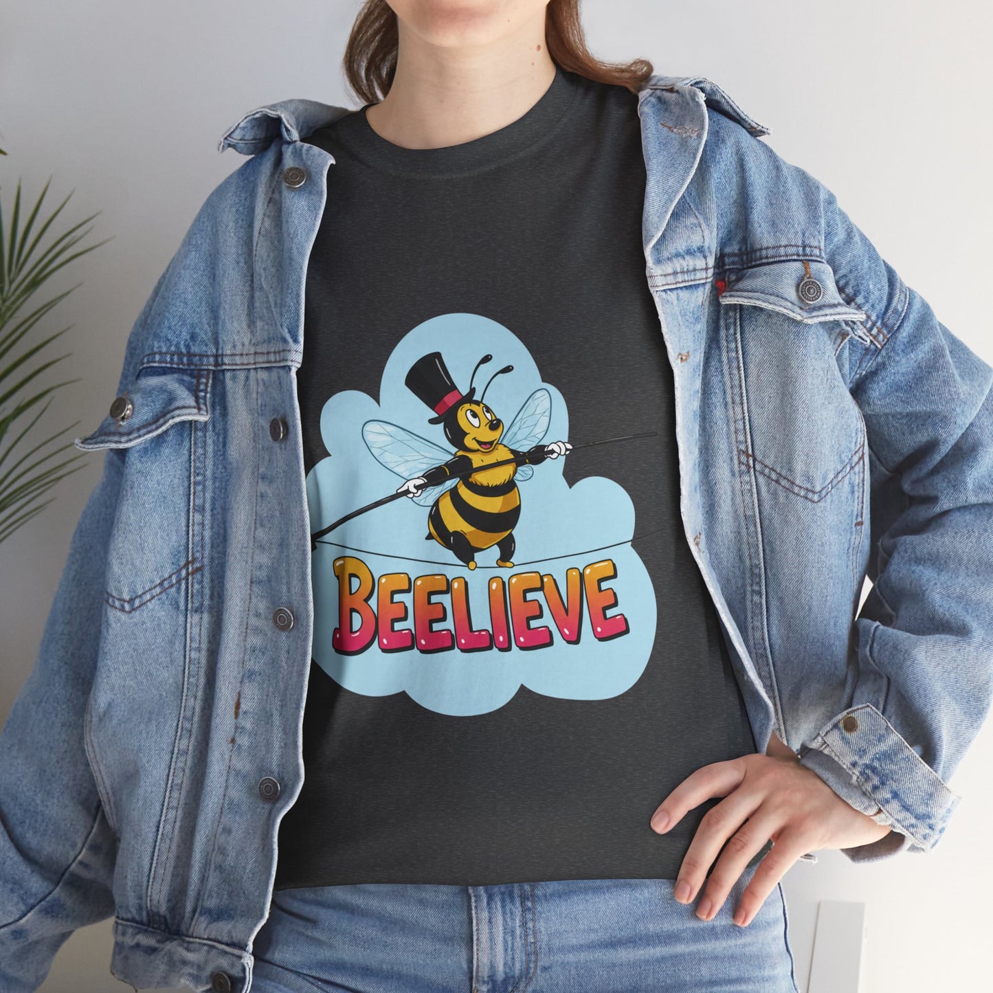 “Beelieve” Bee Pun T‑Shirt | Cute Bee Graphic Tee | Inspirational Pun Shirt | Funny Nature Lover Gift | Bee Belief Positive Vibes Tee