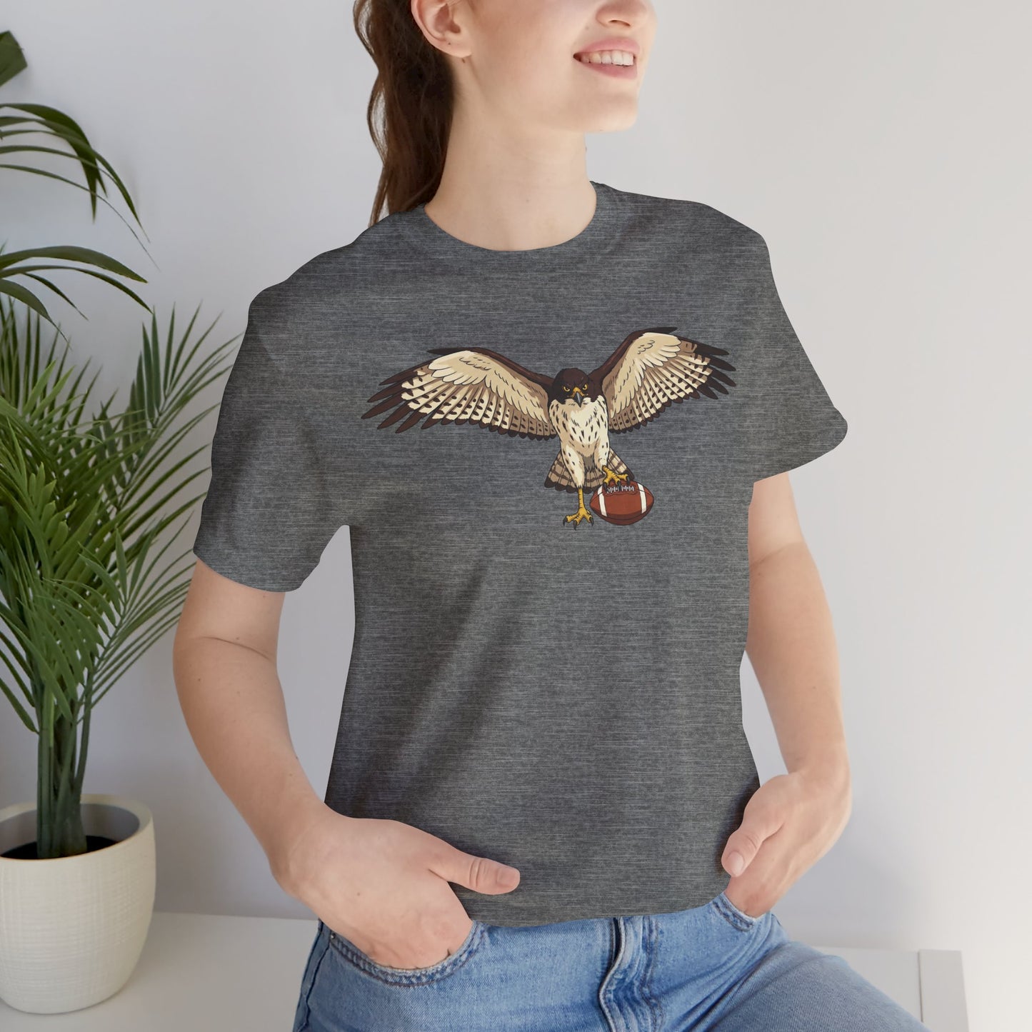 Hawk Football Shirt, Hawk Holding Football T Shirt, Football Mascot Tee, Bird Of Prey Shirt, Sports Fan Gift, Game Day Hawk Tee