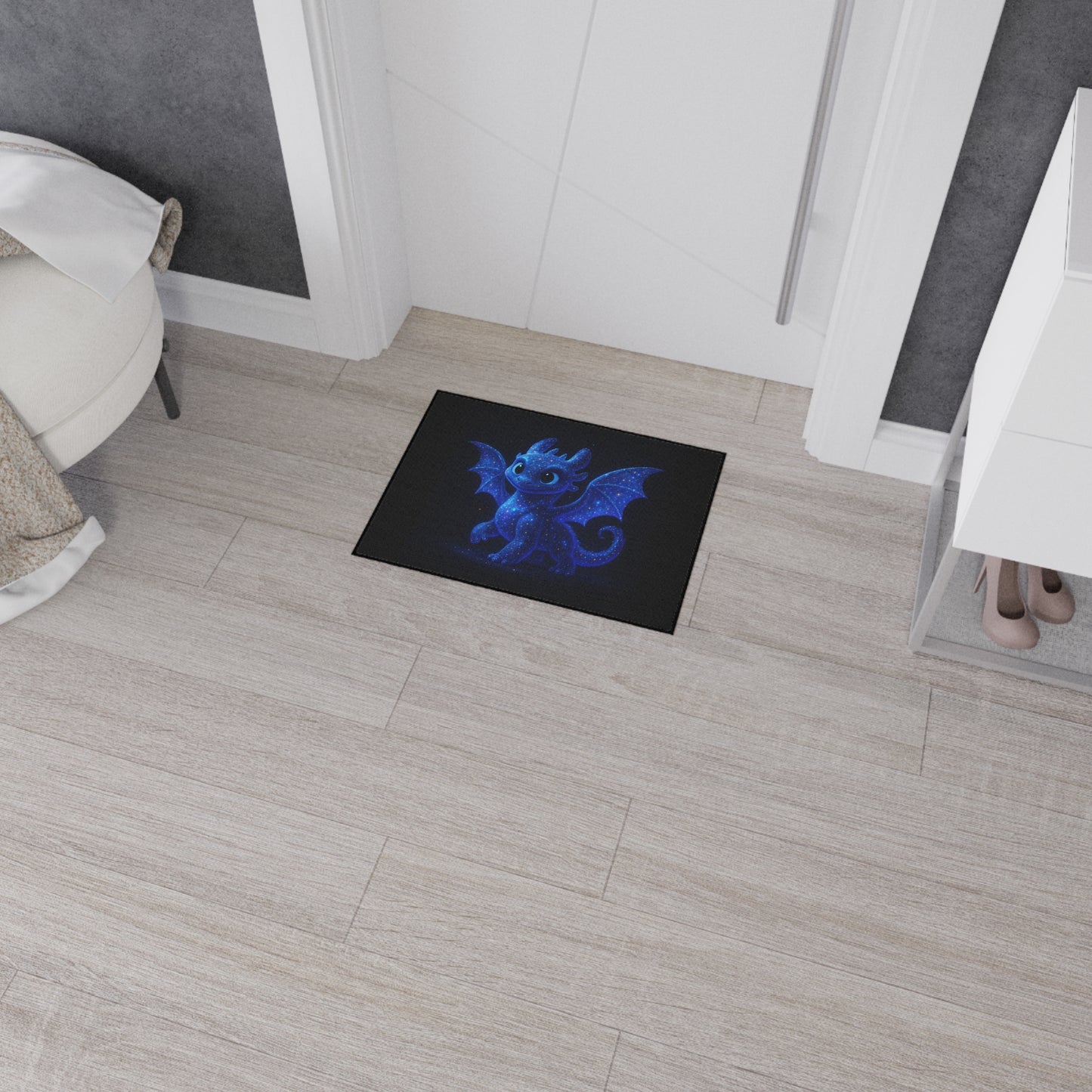 Galaxy Baby Dragon Floor Mat | Fantasy Dragon Rug for Kids Room, Nursery, Gamer Decor | Cute Creature Doormat for Entryway or Bedroom