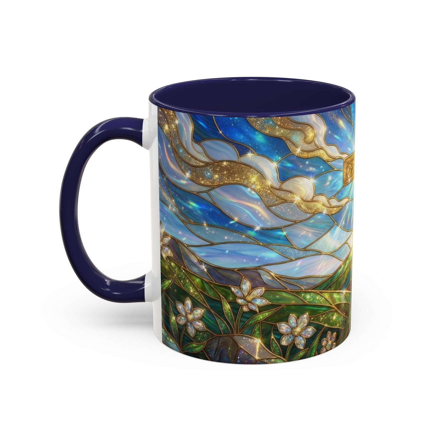 Stained Glass Cross Mug, Christian Coffee Mug, Faith Inspired Art Cup, Religious Gift For Women Men, Inspirational Christian Mug