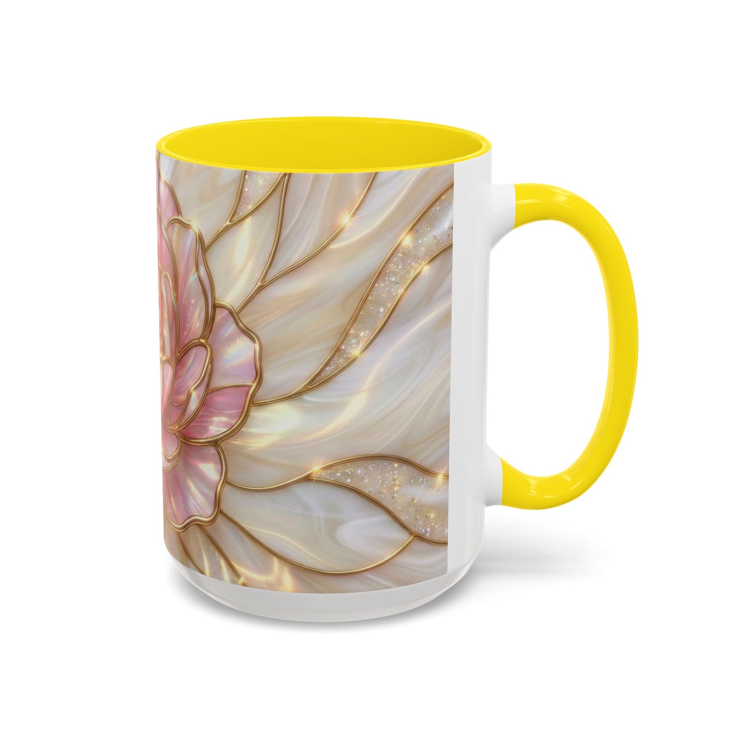 Pink Peony Stained Glass Mug, Gold Floral Coffee Cup, Elegant Flower Gift For Her, Fairycore Tea Cup, Mothers Day Present, Pearl Art Decor