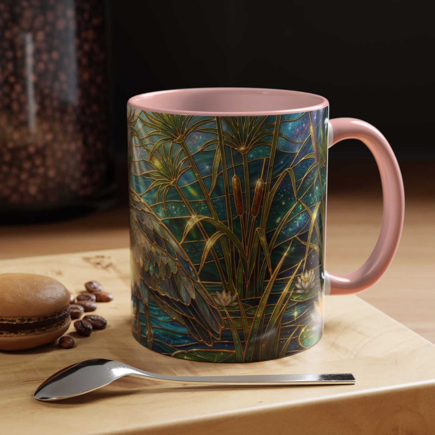 Shoebill Stork Mug, Stained Glass Bird Art, Prehistoric Animal Gift, Swamp Nature Coffee Cup, Galaxy Night, Ornithology Lover Present