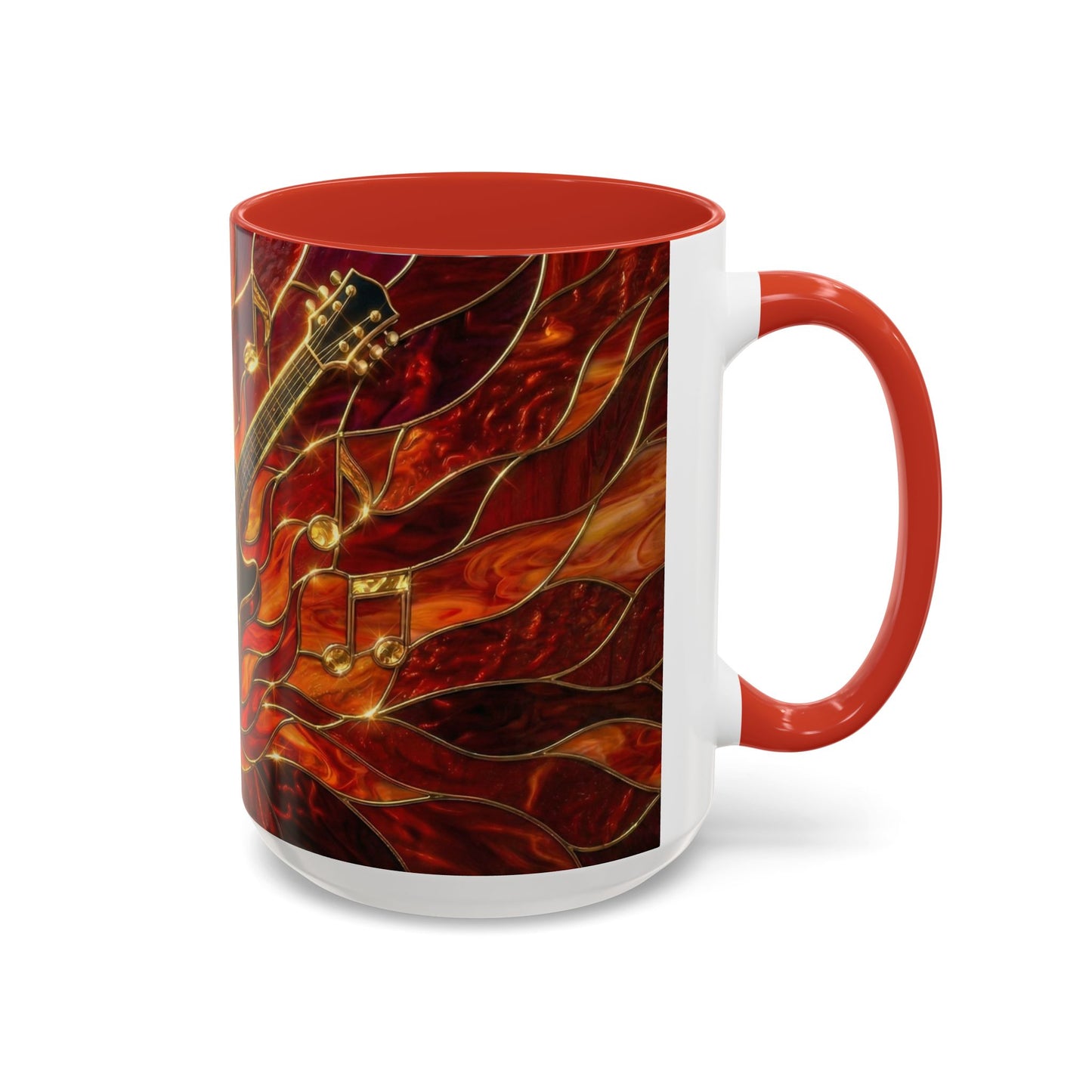Stained Glass Guitar Mug, Fire Guitar Coffee Mug, Music Lover Gift Mug, Rock Guitar Art Cup, Musician Gift Mug, Guitar Lover Cup