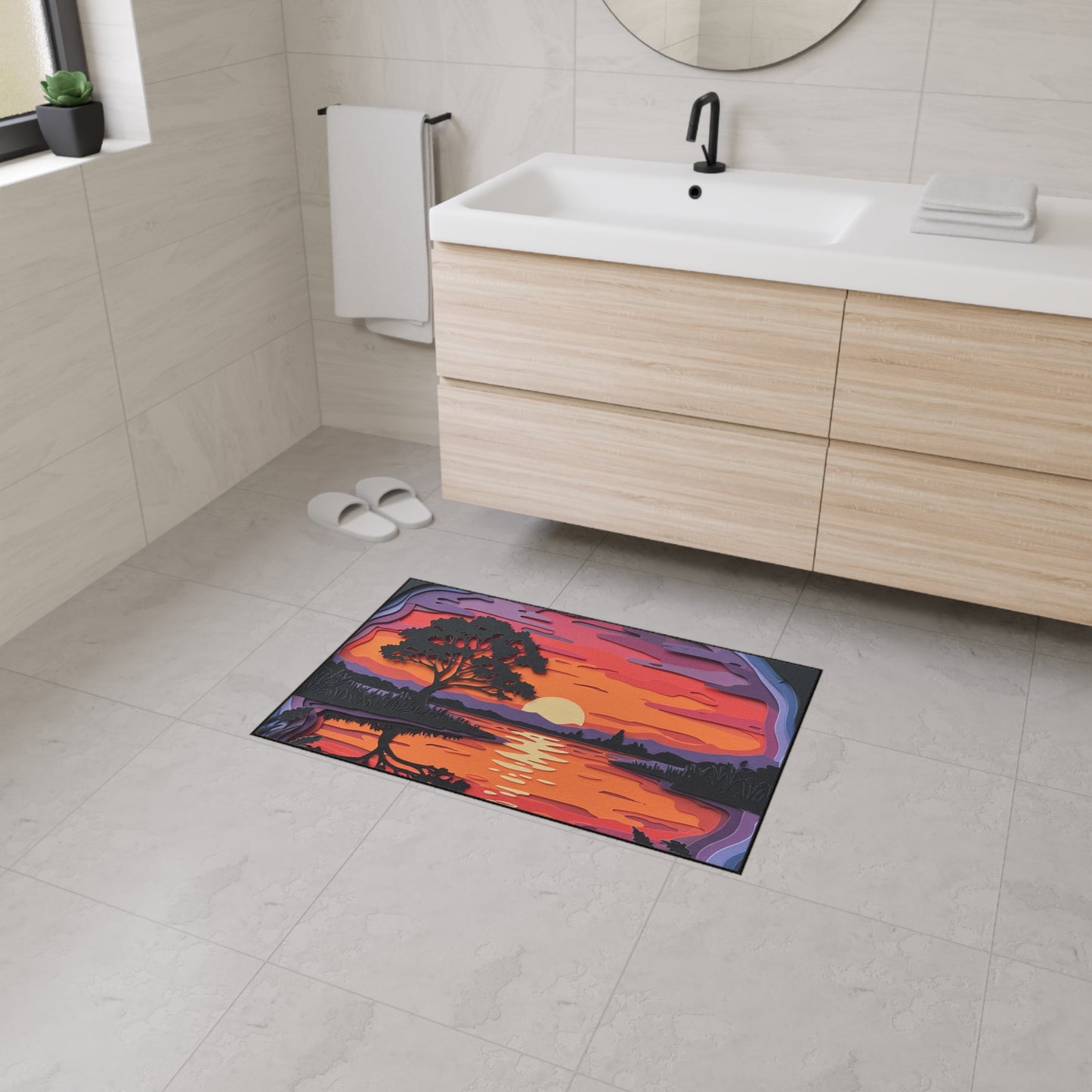 Floor Mat - Paper Art Sunset design