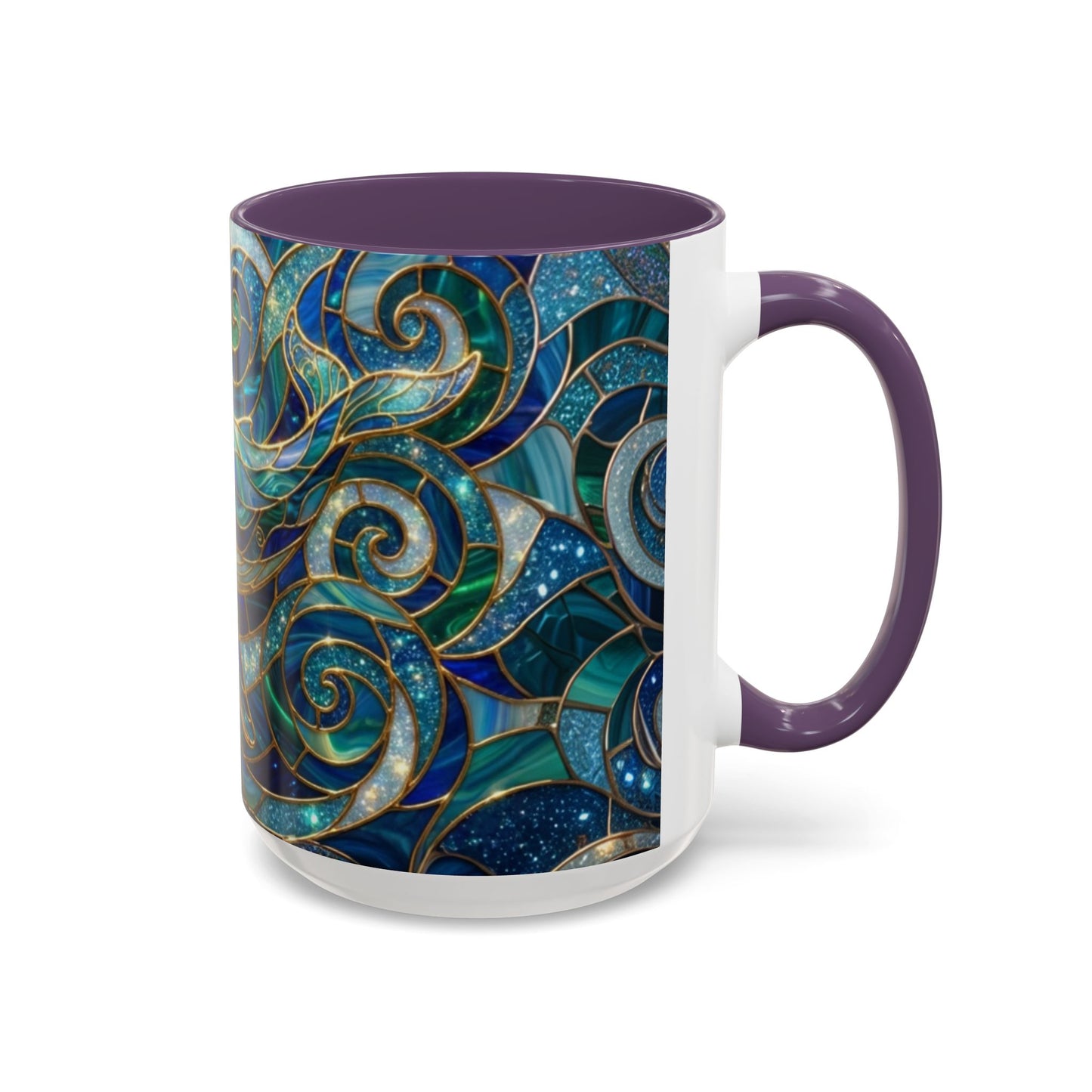 Stained Glass Whale Mug, Ocean Art Coffee Cup, Blue Sea Life Design, Nautical Gift For Ocean Lovers, Colorful Stained Glass Whale Cup