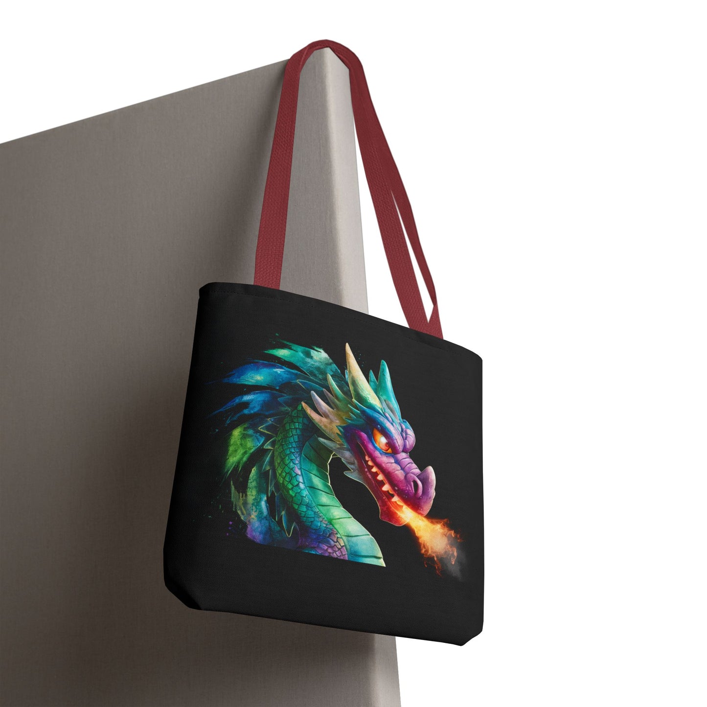 Double-Sided Fierce Dragon Canvas Tote - Colorful Fire-Breathing Fantasy, Eco Reusable Bag, Gift for Dragon Lover