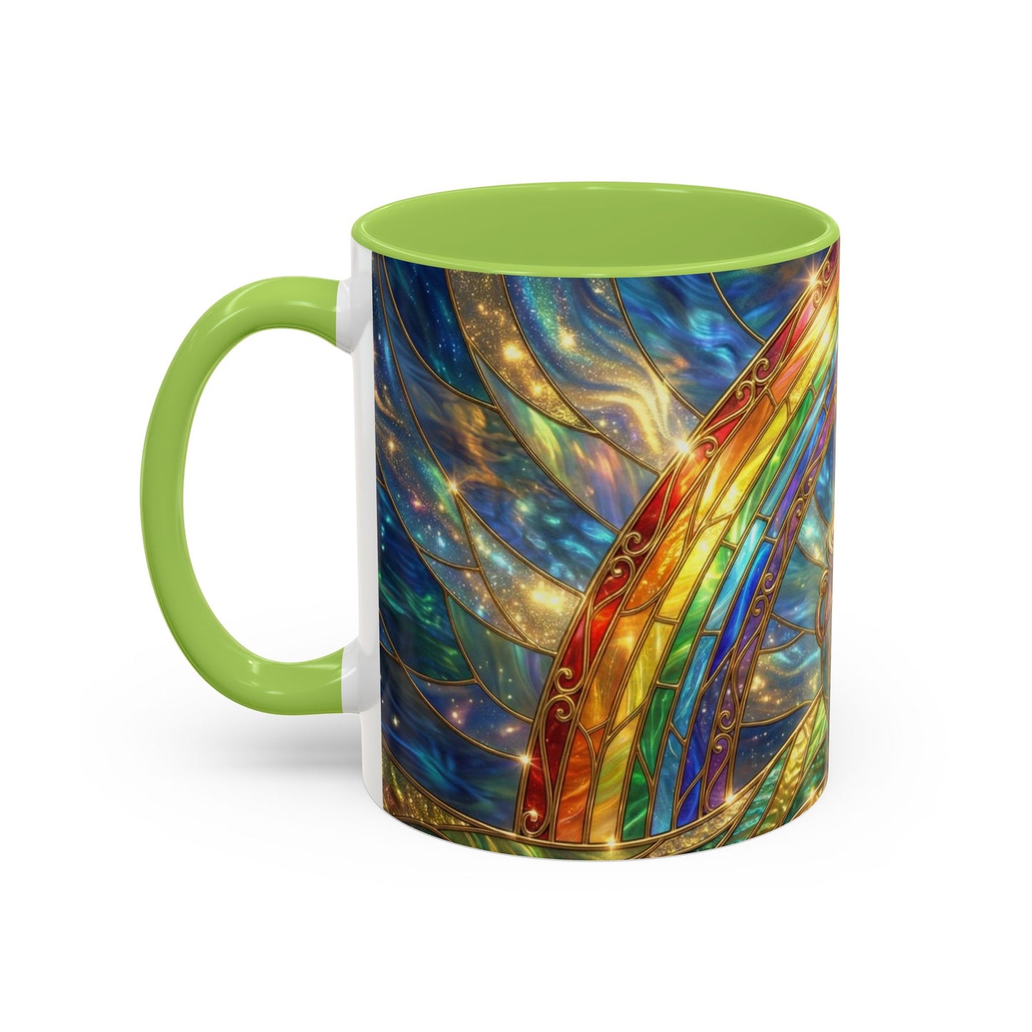 Stained Glass Pot of Gold Mug, Rainbow Coffee Cup, St Patricks Day Gift, Magical Fantasy Tea Mug, Celestial Drinkware, Lucky Irish Gift