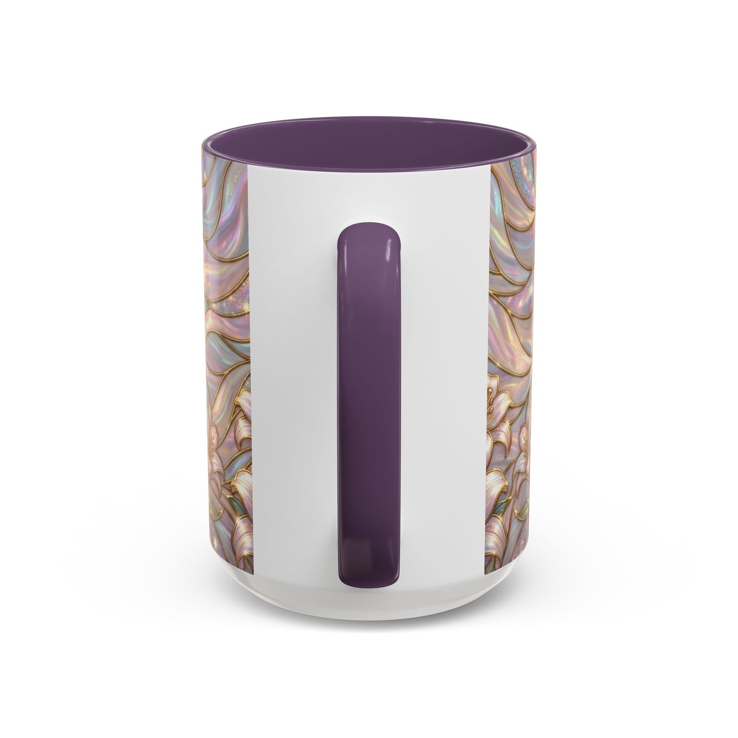 Stained Glass Cross Mug, Easter Lily Coffee Cup, Christian Gift for Women, Pastel Religious Drinkware, Dove and Faith Cup, Spiritual
