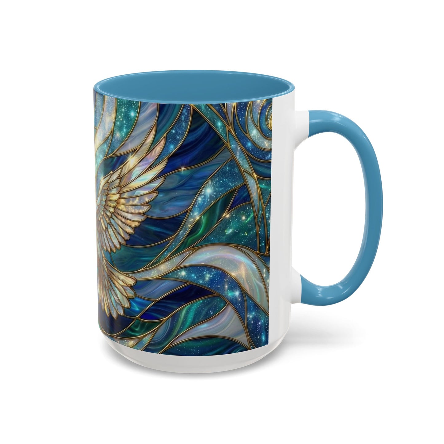 Stained Glass Dove Mug, Christian Coffee Cup, Religious Gift, Faith Art Mug, Holy Spirit Dove, Inspirational Christian Mug