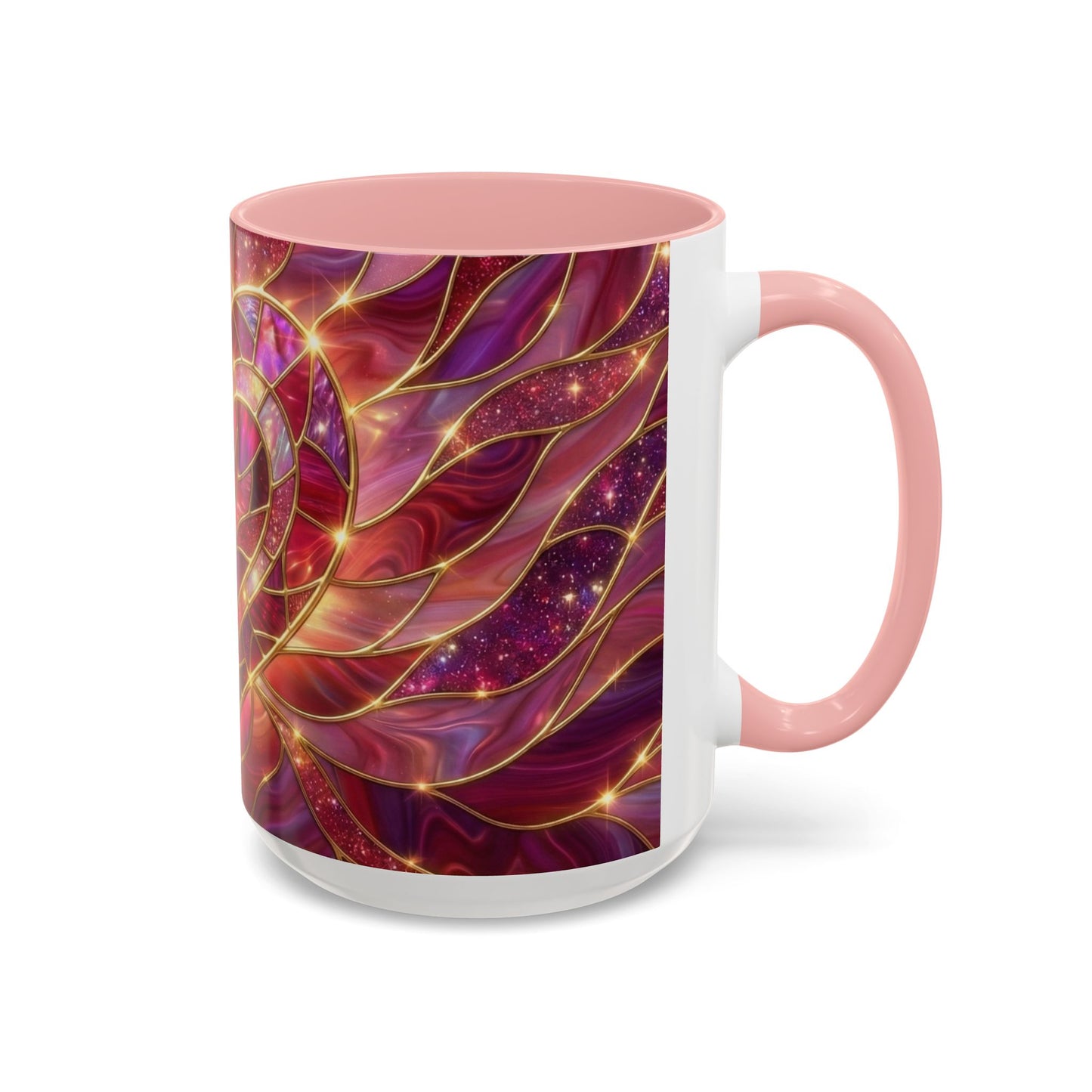 Stained Glass Heart Mug, Valentine Coffee Mug, Romantic Love Mug, Pink Red Ceramic Cup, Gift For Her, Anniversary Gift Mug