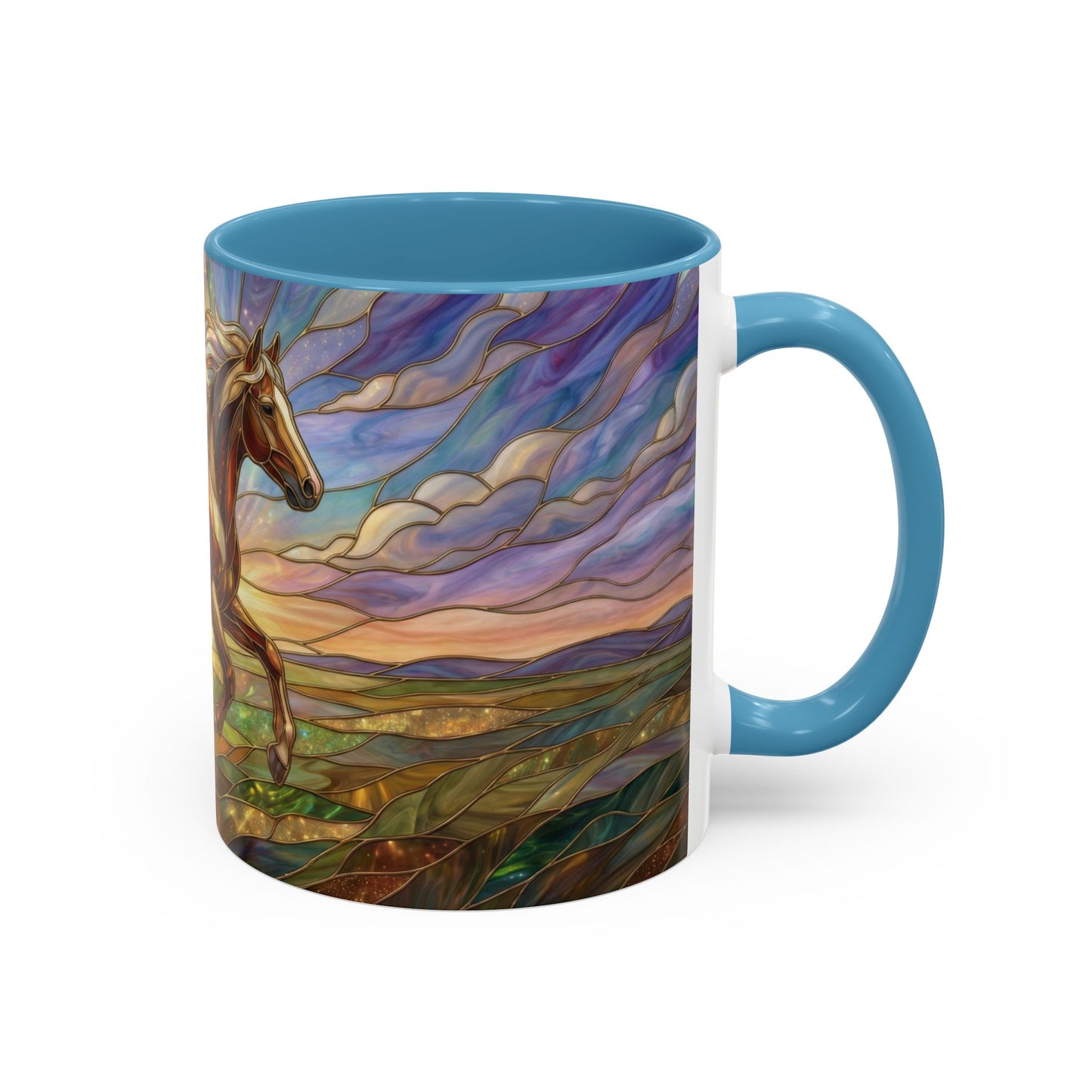 Stained Glass Horse Mug, Horse Coffee Mug, Running Horse Art Cup, Equestrian Gift Mug, Nature Art Mug, Horse Lover Gift