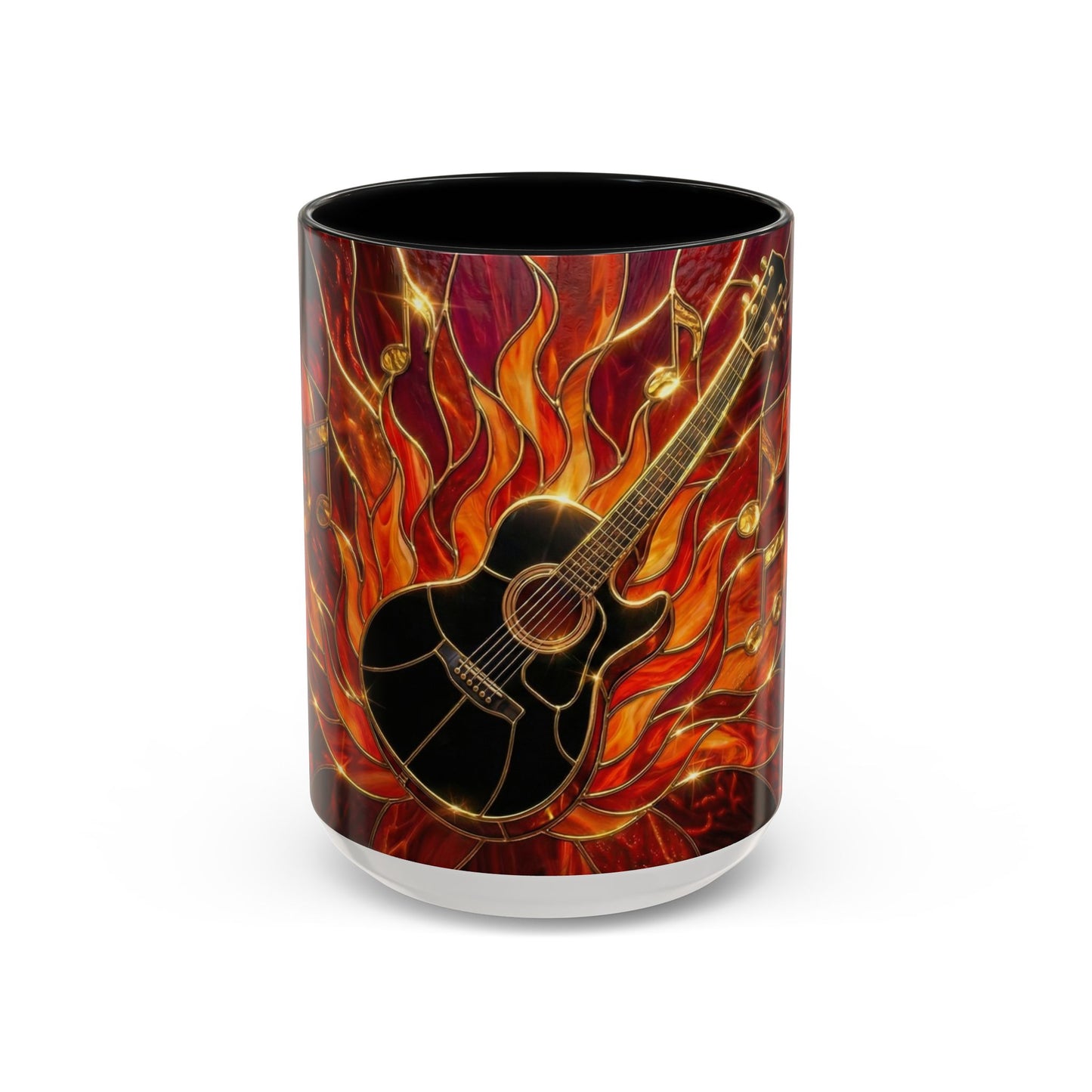 Stained Glass Guitar Mug, Fire Guitar Coffee Mug, Music Lover Gift Mug, Rock Guitar Art Cup, Musician Gift Mug, Guitar Lover Cup