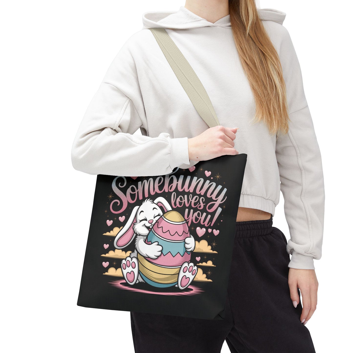 Easter Bunny Tote Bag Somebunny Loves You Easter Bag Bunny