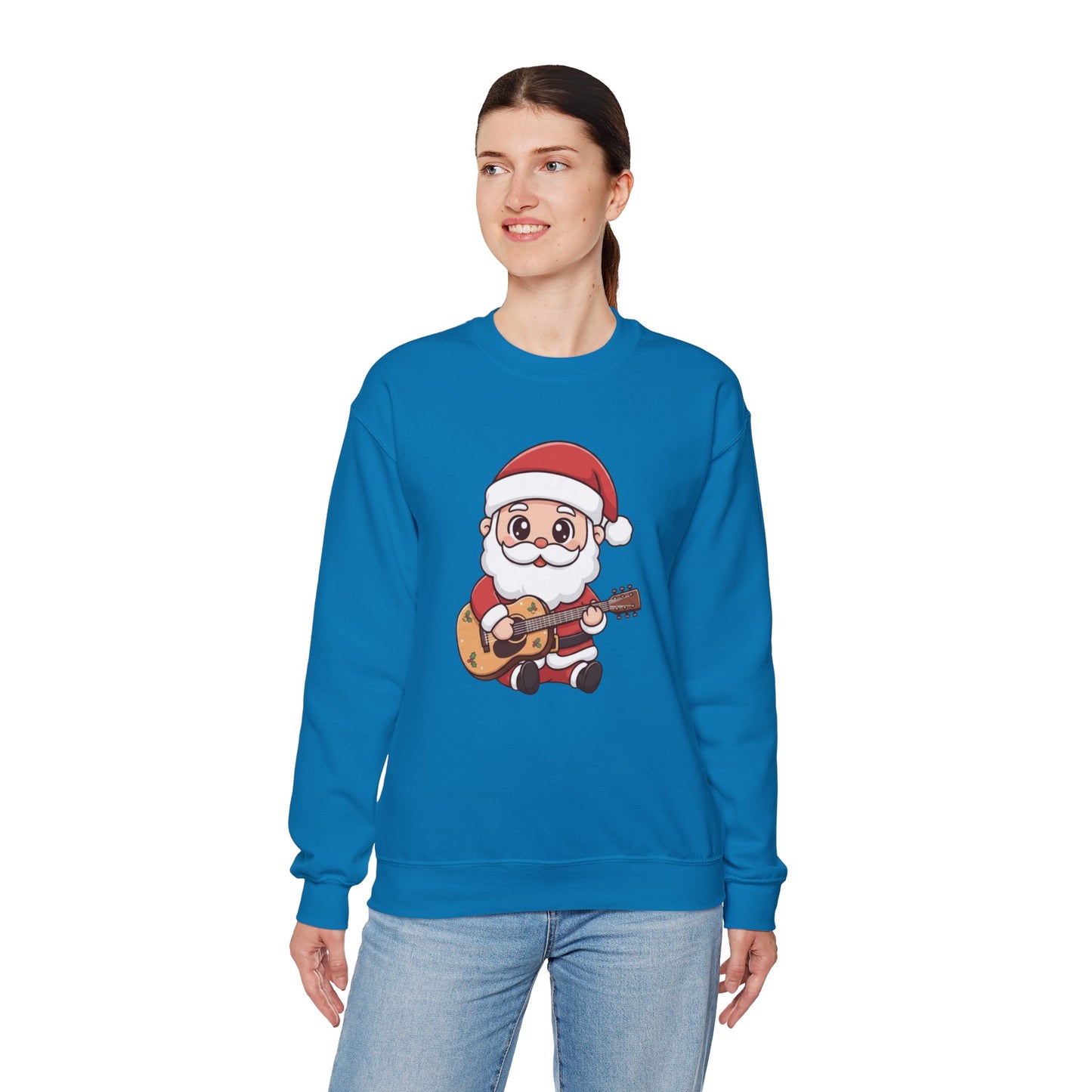 Cute Santa Guitar Sweatshirt | Christmas Music Lover Sweater | Holiday Crewneck | Funny Santa Musician Shirt | Cozy Xmas Gift for Him or Her