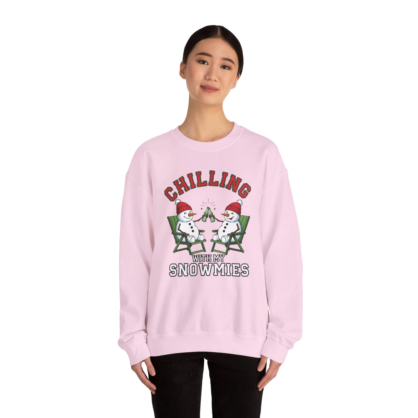 Chilling With My Snowmies Sweatshirt - Funny Christmas Snowman Sweater, Holiday Party Shirt, Cute Winter Gift, Matching Friends Xmas Top