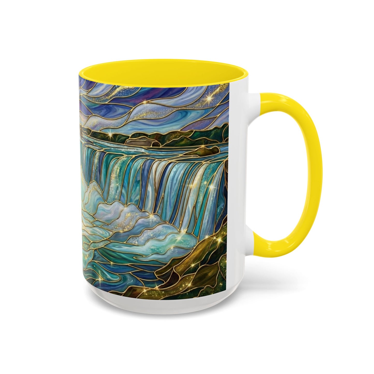 Faux Stained Glass Niagara Falls Mug, Waterfall Coffee Cup, Canada Souvenir Gift, Upstate New York Travel Memento, Nature Lover Tea Cup
