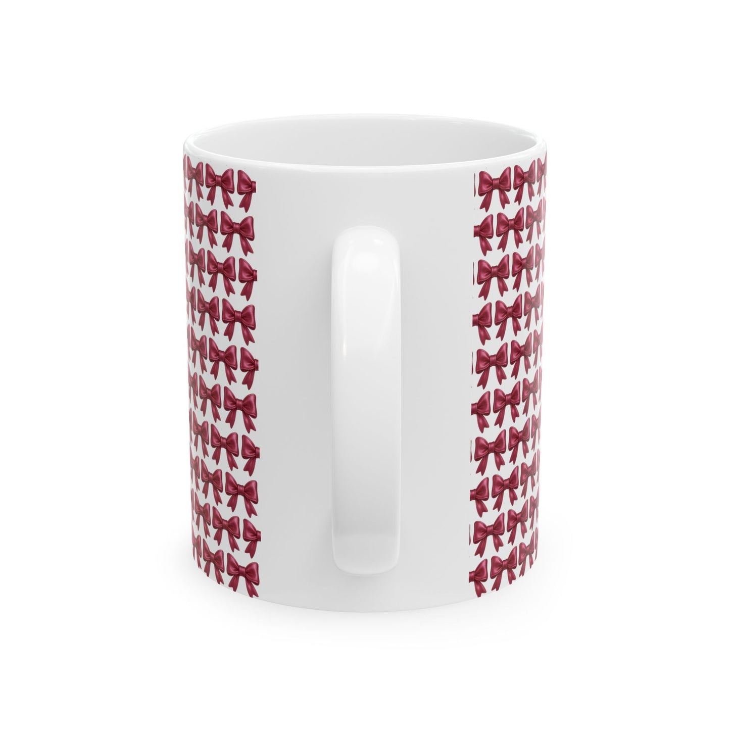 Coquette Bow Coffee Mug • Pink Ribbon Bow Pattern Cup • Girly Aesthetic Drinkware • Cute Coquette Kitchen Decor Gift • 11oz 15oz Mug