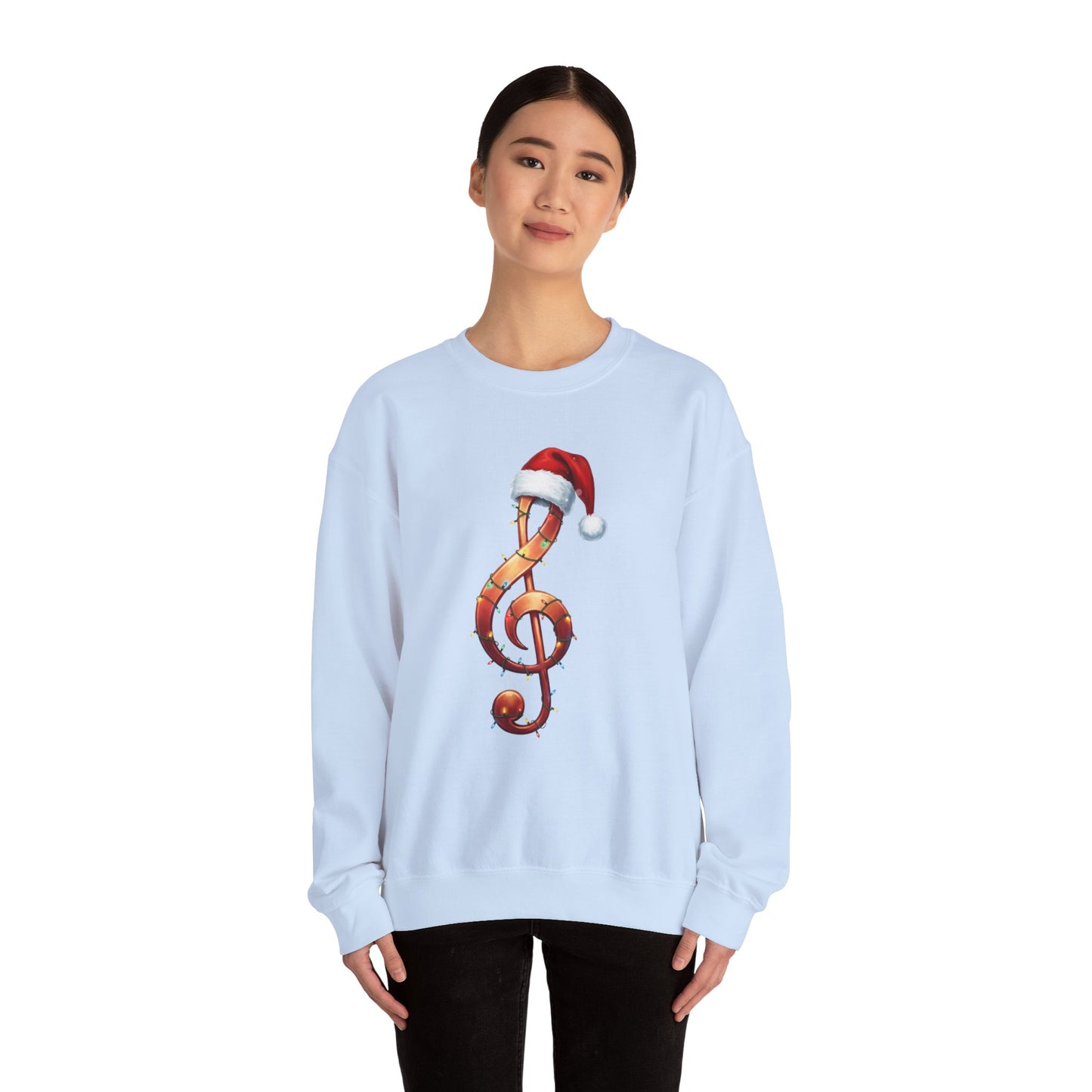 Christmas treble clef sweatshirt, music note Santa hat shirt, Christmas lights music lover sweater, musician holiday crewneck, Xmas gift
