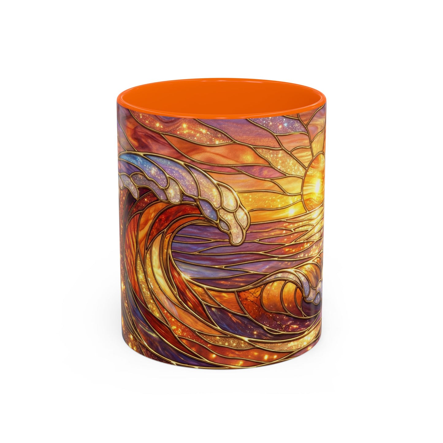 Stained Glass Wave Mug, Ocean Sunset Coffee Cup, Vibrant Beach Art, Sea Lover Gift, Mosaic Tea Cup, Summer Kitchen Decor, Nature Drinkware