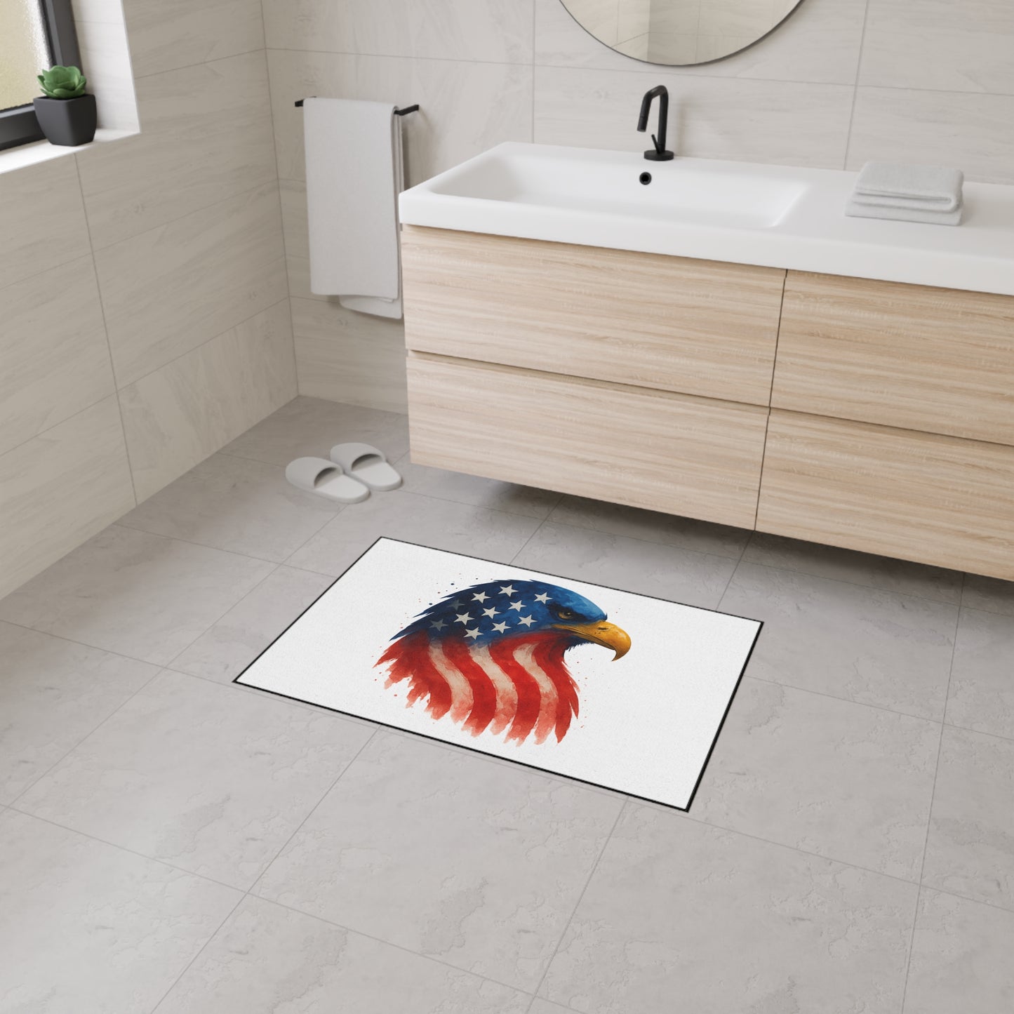 Patriotic Eagle Floor Mat - USA Flag Heavy Duty Entry Rug, Americana Welcome Mat for Porch, 4 July, Veteran Gift, Indoor Outdoor US Decor