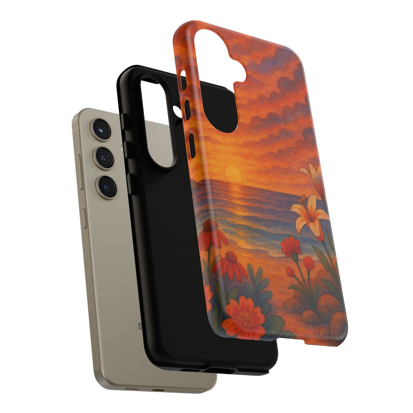 Samsung Case - Floral Ocean Sunset Watercolor Nautical Phone Case Beach Samsung Case Ocean Sunset Theme