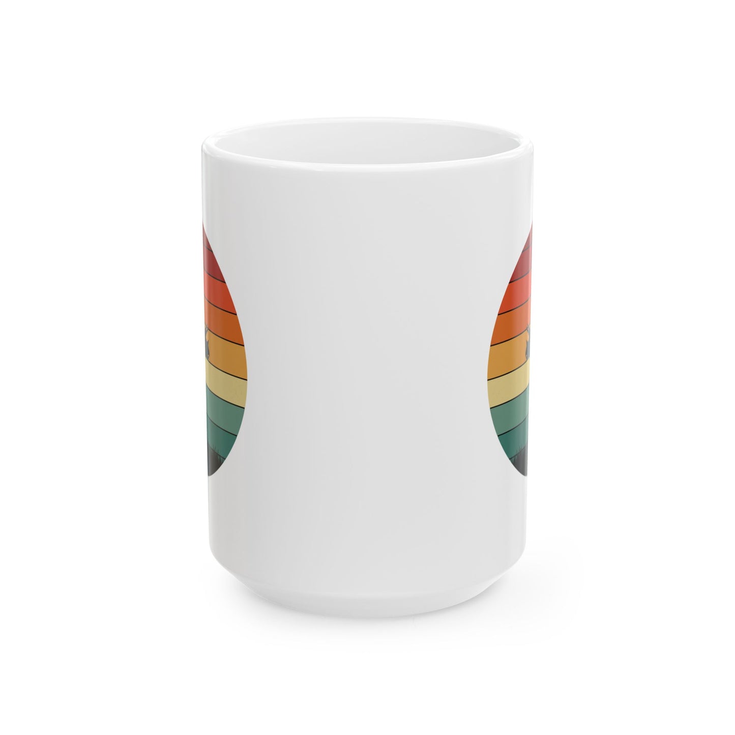 Dinosaur Sunset Mug - Triceratops Retro Coffee Cup - 80s Vintage Dino Mug Gift - Prehistoric Art Mug - Funny Dino Lover Gift 11oz or 15oz