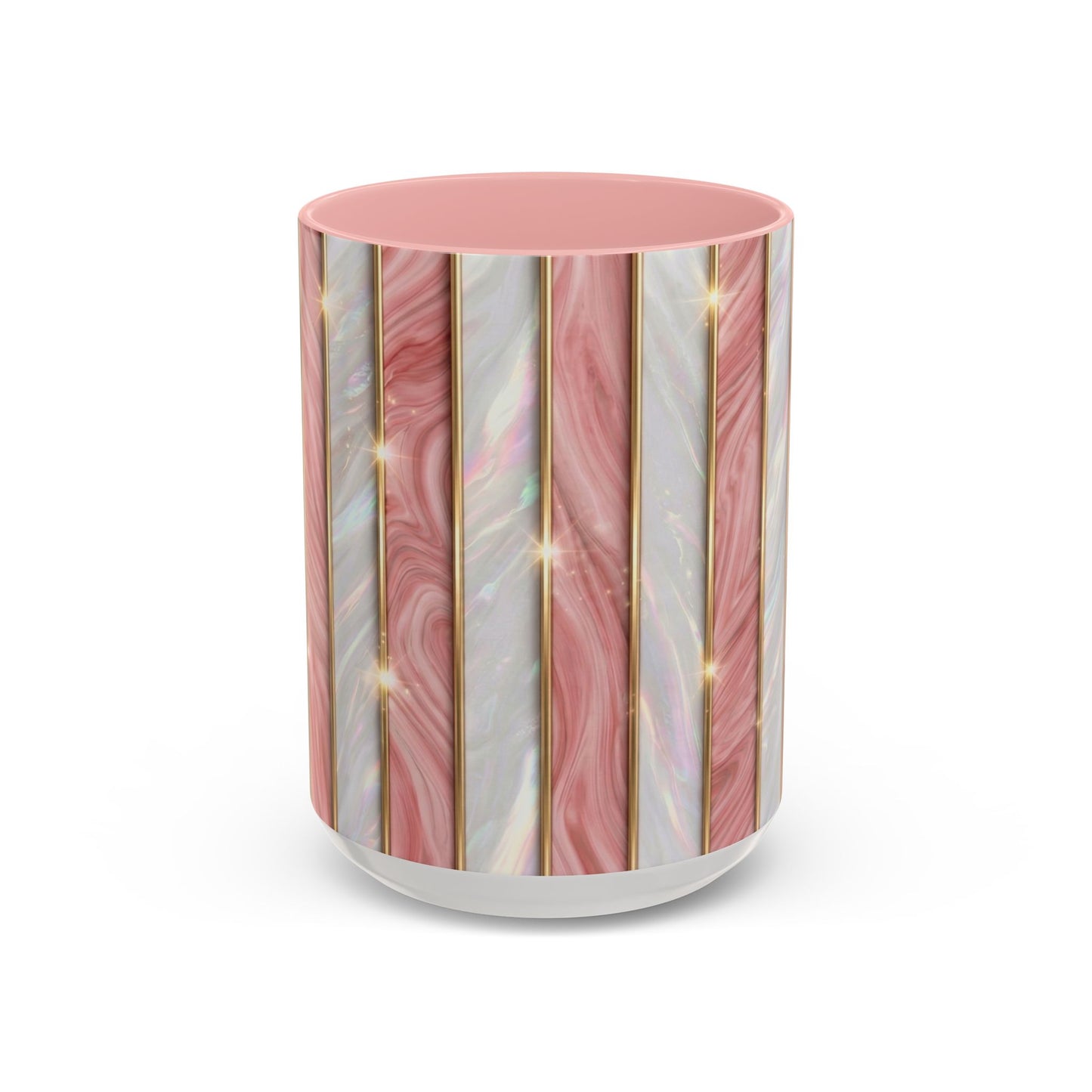 Pink Marble Coffee Mug, Gold Stripe Faux Agate Cup, Glam Desk Accessory, Elegant Tea Mug, Luxury Gift for Her, Chic Office Desk Decor