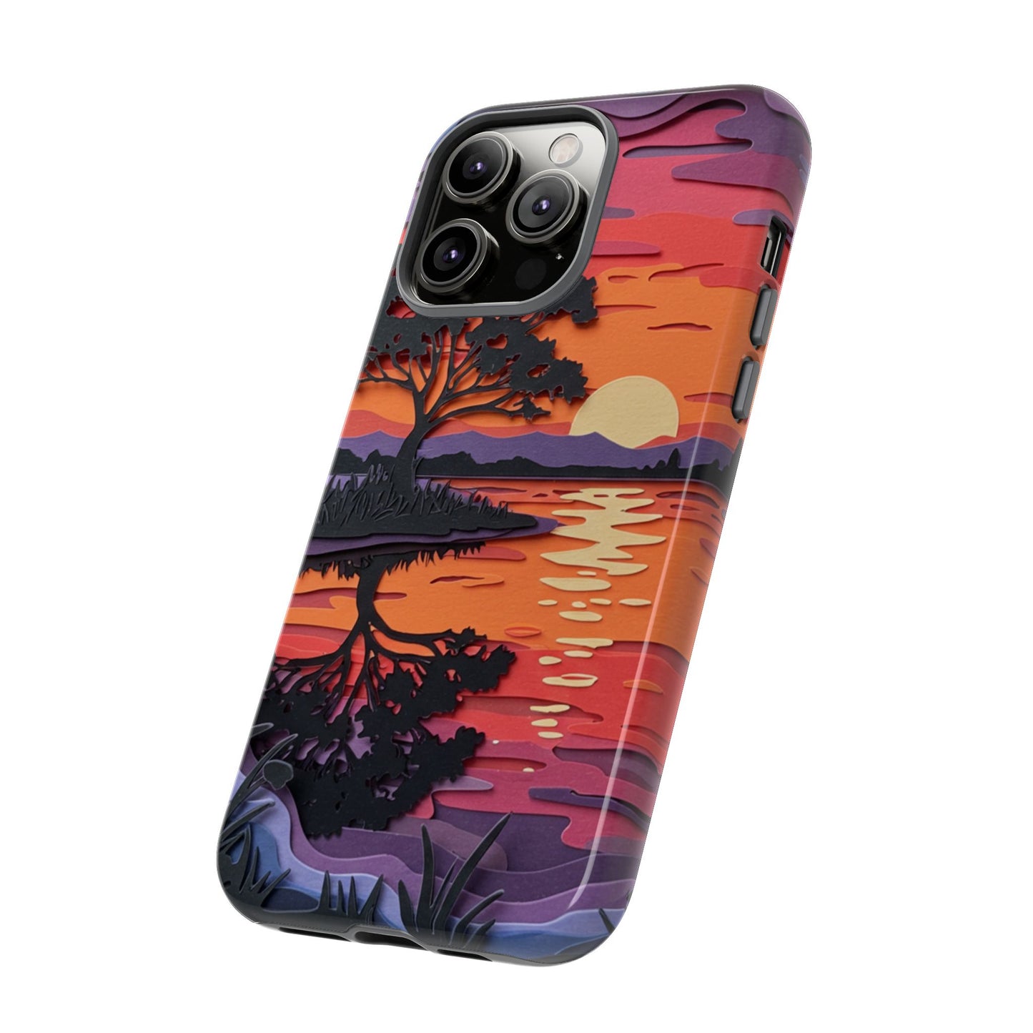 iPhone Case - Colorful Paper Art Sunset Design