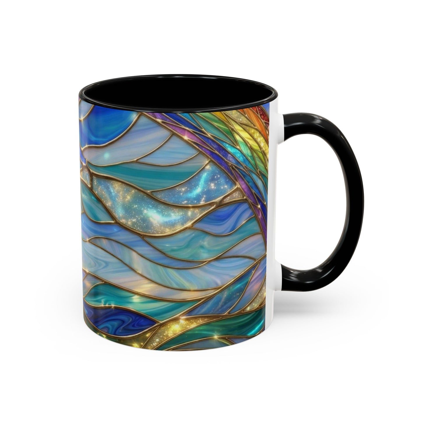 Stained Glass Rainbow Mug, Pot Of Gold Coffee Cup, St Patricks Day Gift, Magical Fantasy Tea Cup, Lucky Irish Leprechaun, Colorful Art