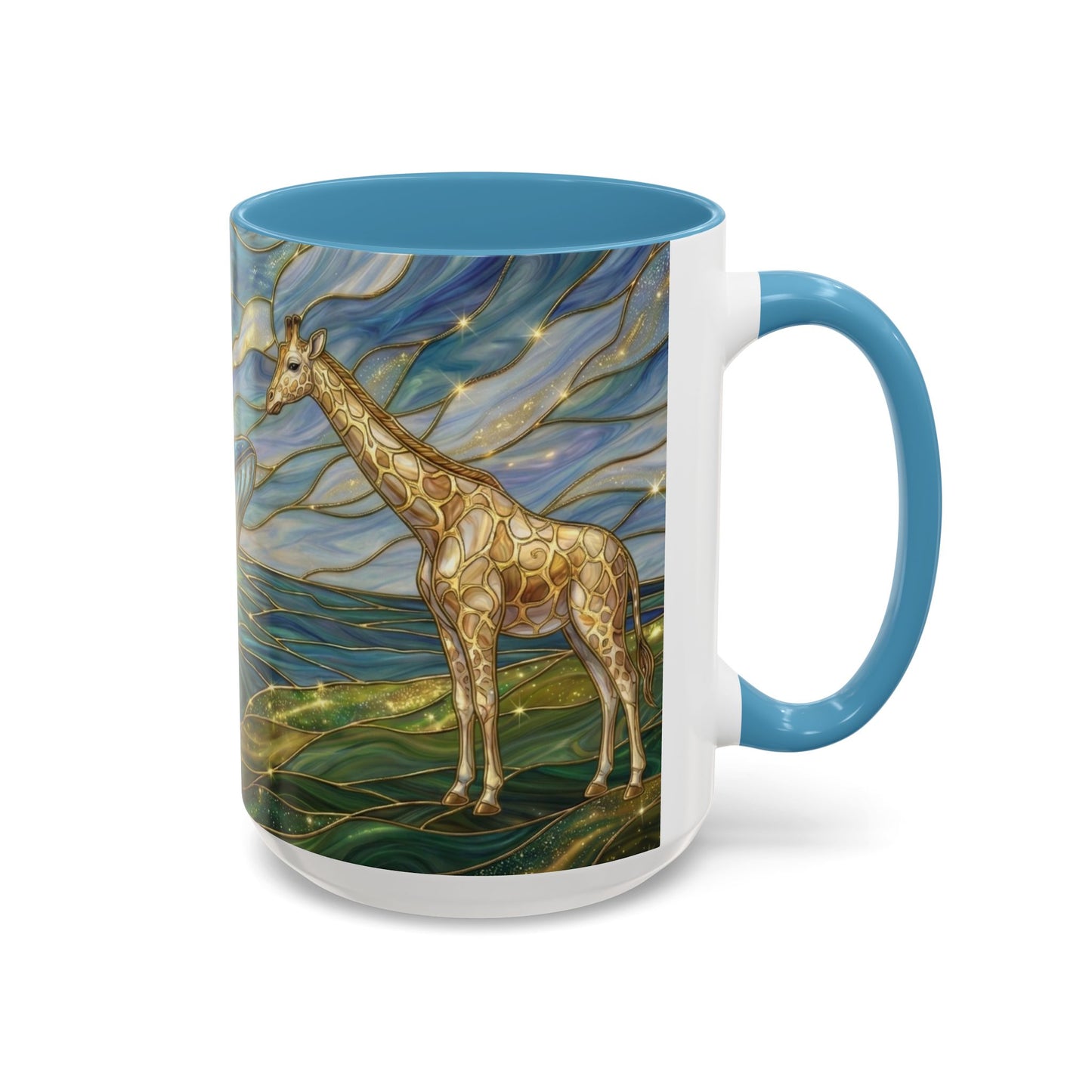 Whimsical Whale & Giraffe Accent Coffee Mug — Artistic Ocean-Sky Illustration (11/15oz)