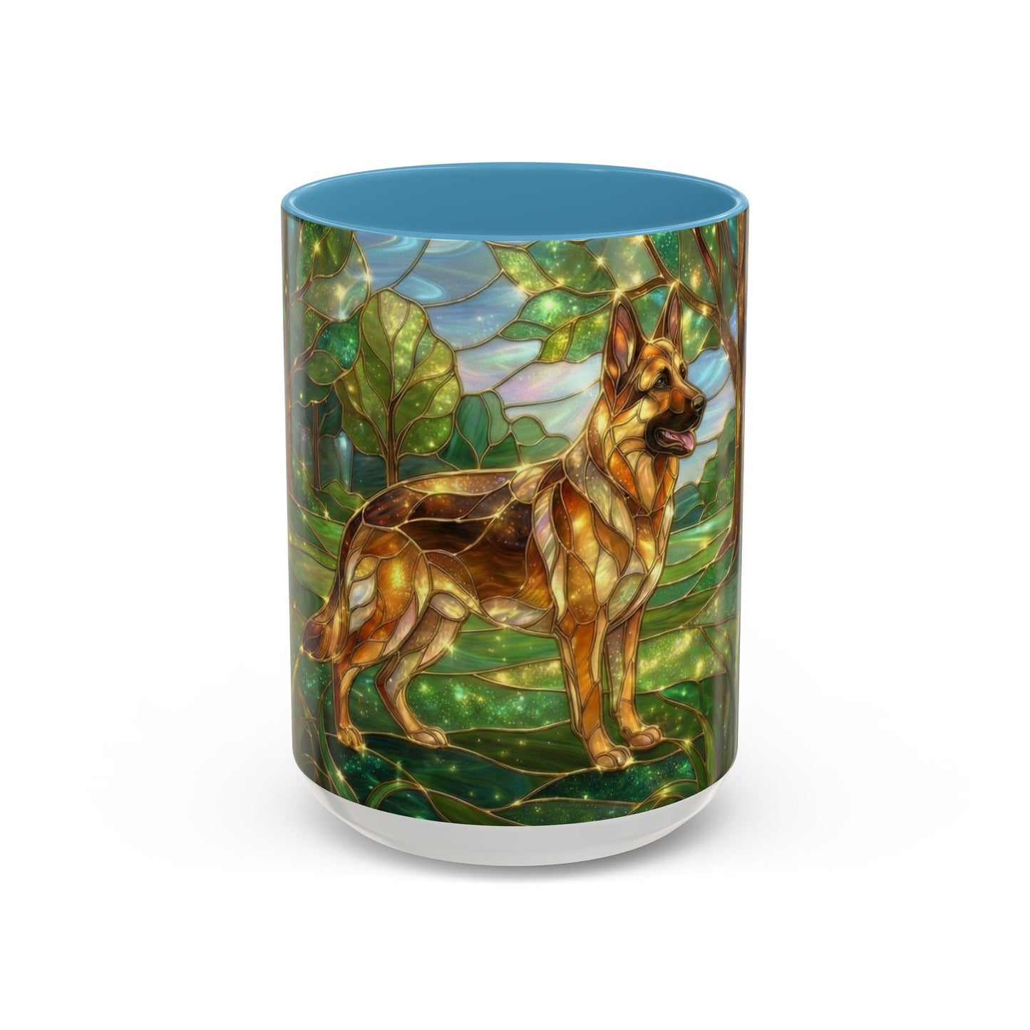German Shepherd Mug, Stained Glass Dog Coffee Mug, German Shepherd Art Cup, Dog Lover Gift, Pet Memorial Mug, Colorful Dog Mug