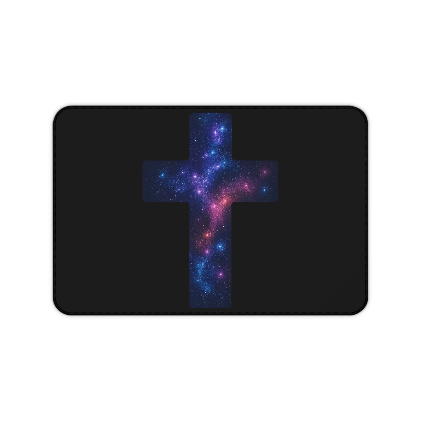 Galactic Desk Mat/Mouse Pad Cross Decor Christian Mouse Pad Spiritual Accessory Religious Desk Mat Gift for Believer