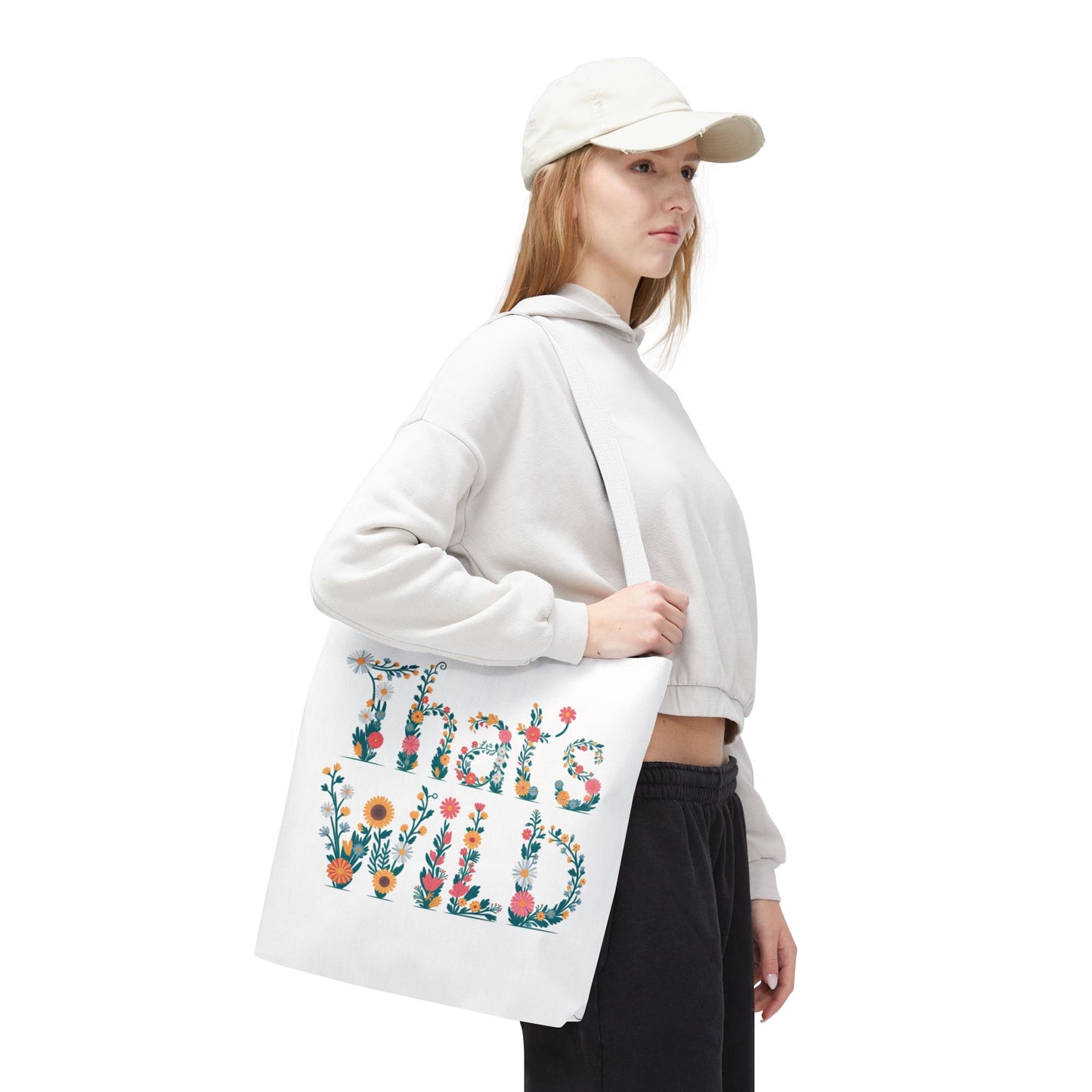 That’s Wild Floral Tote Bag – Cute Boho Canvas Bag With Colorful Flower Lettering, Eco Reusable Shopping Tote, Nature Lover Gift For Everyday Style
