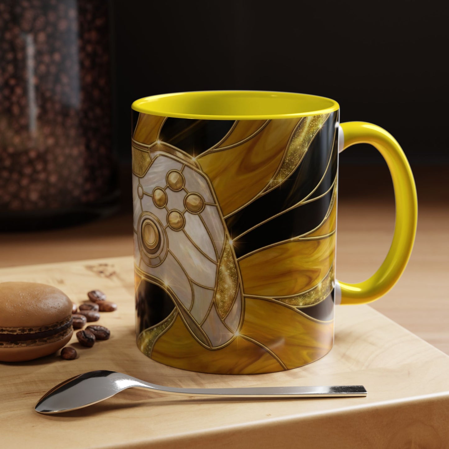 Stained Glass Gamer Mug, Gold Controller Coffee Cup, Video Game Gifts for Him, Gamer Boyfriend Gift, Teen Boy Gaming Mug, Desk Decor