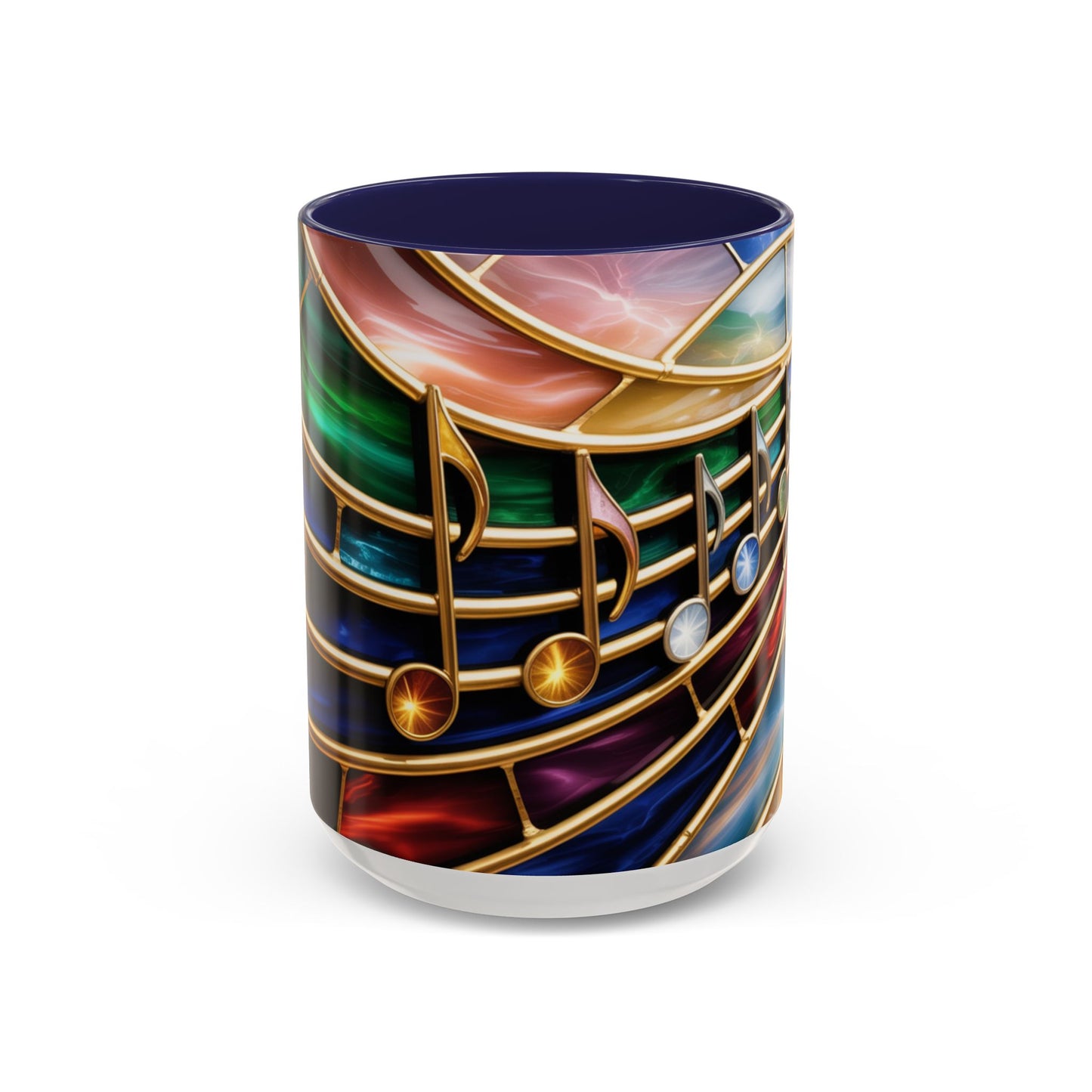 Stained Glass Music Mug, Musical Notes Coffee Cup, Colorful Treble Clef Mug, Musician Gift Idea, Music Lover Cup, Art Mug for Singers