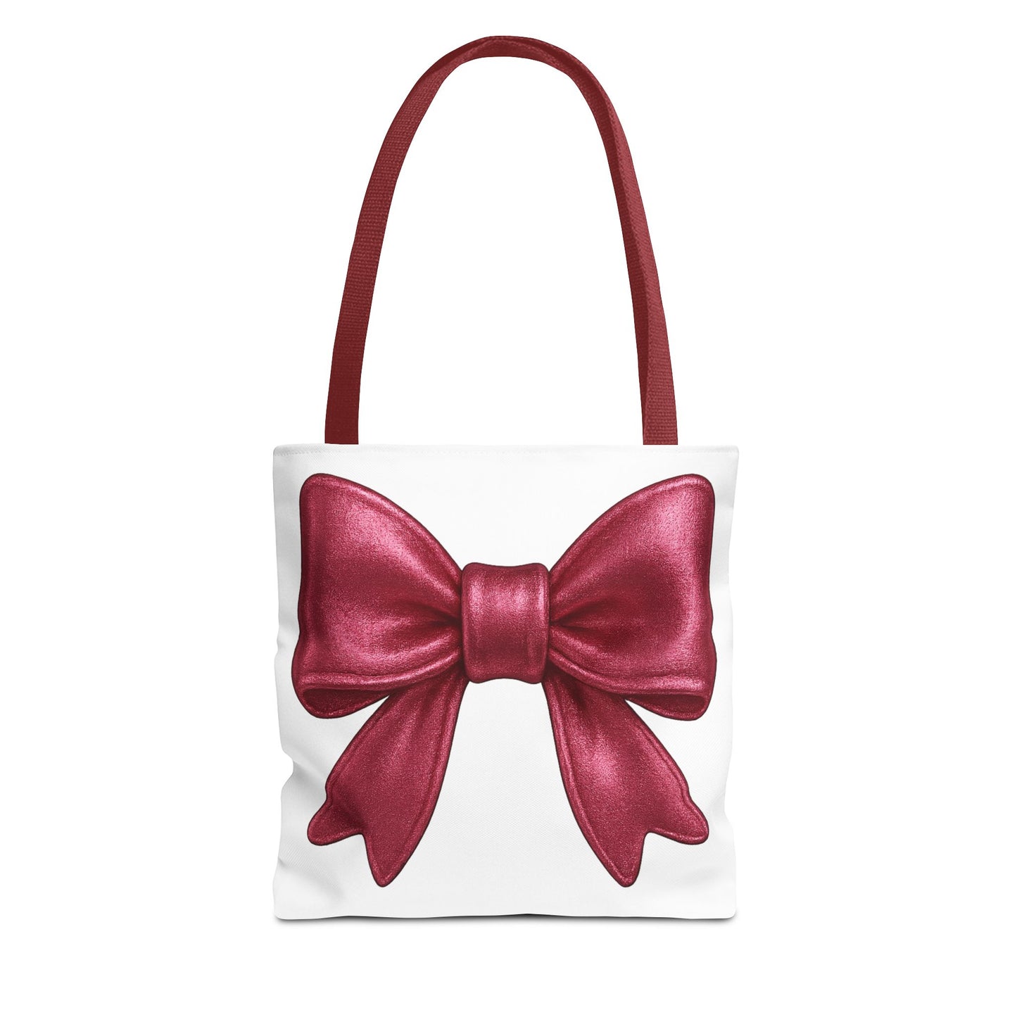 Chic Red Bow Tote Bag – Cute Girly Gift for Her, Fashionable White Bag with Red Handles, Kawaii Aesthetic Purse, Everyday Style