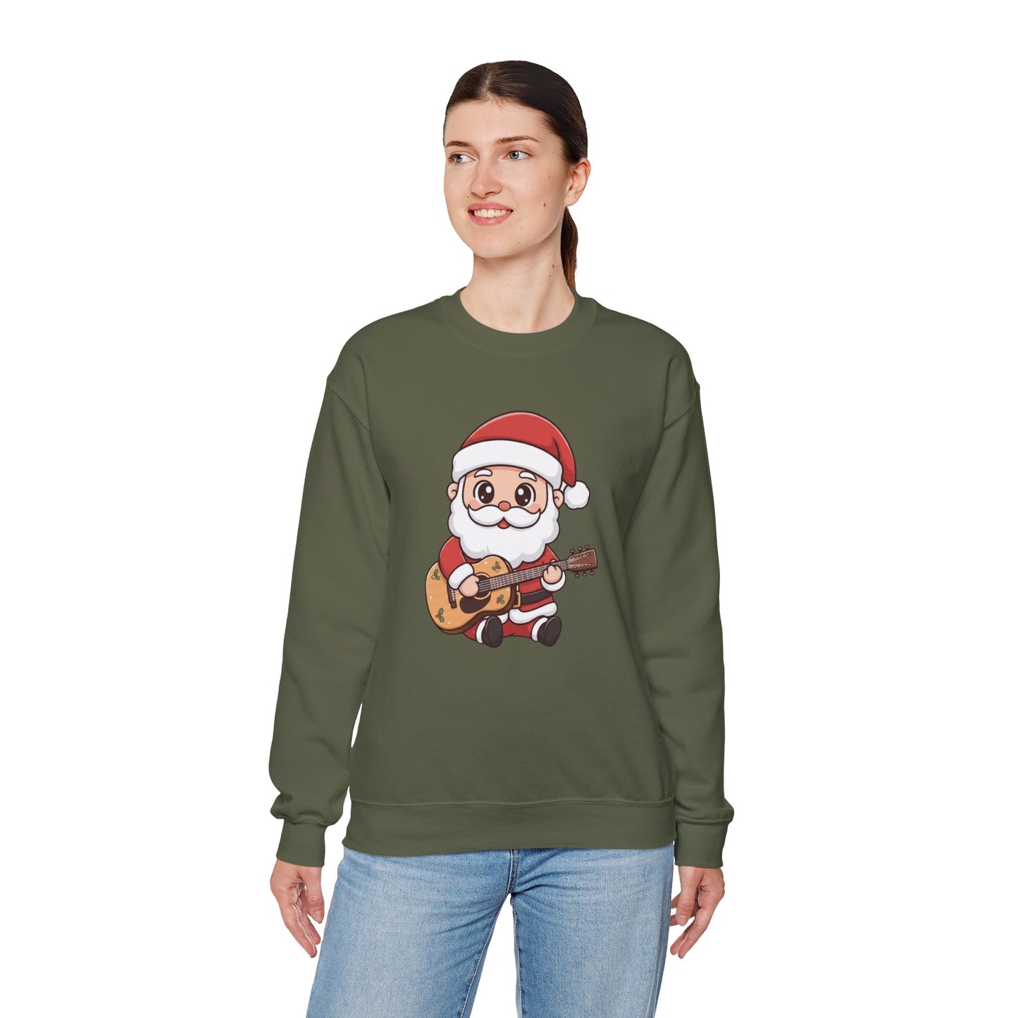 Cute Santa Guitar Sweatshirt | Christmas Music Lover Sweater | Holiday Crewneck | Funny Santa Musician Shirt | Cozy Xmas Gift for Him or Her