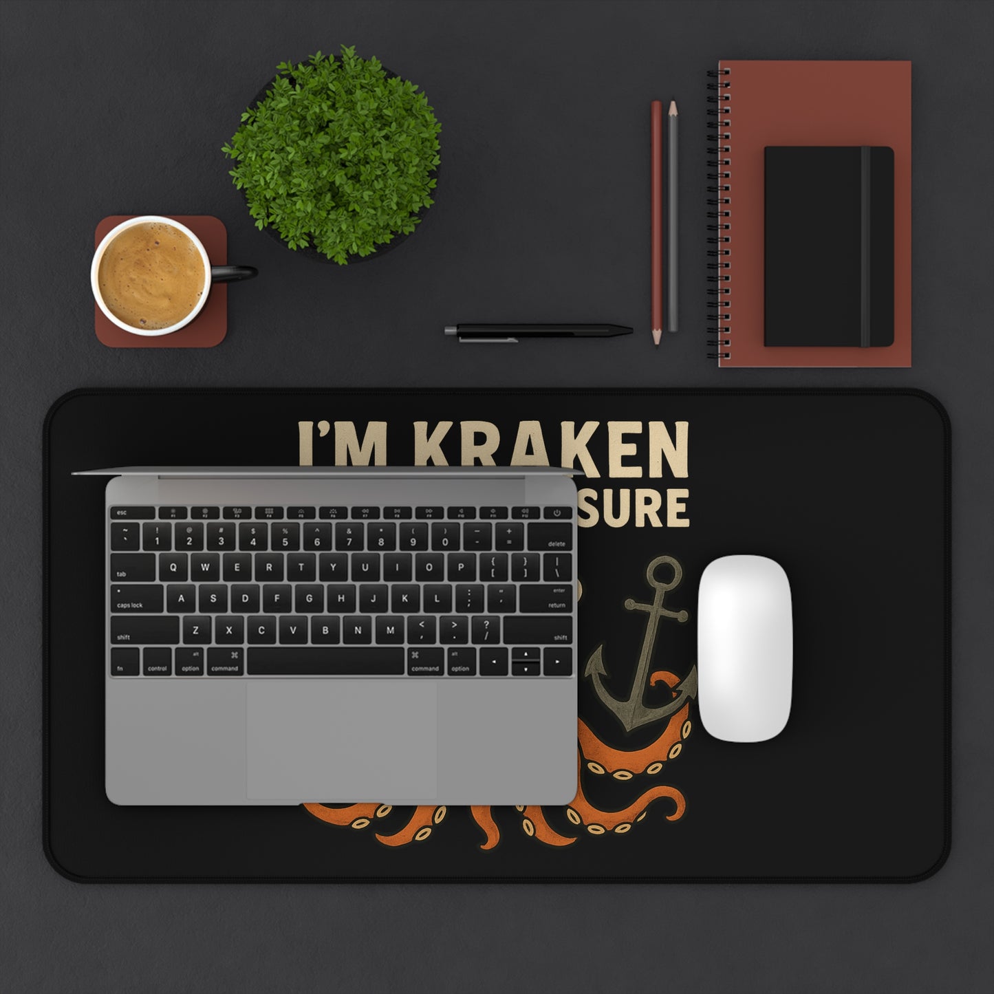 Desk Mat - Octopus 'I'm Kraken Under Pressure' Nautical Mouse Pad Ocean Themed Mat Beach Decor