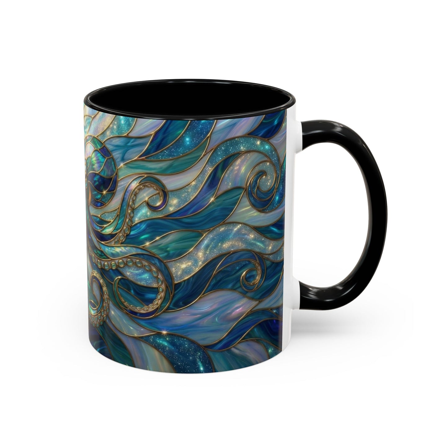 Stained Glass Octopus Mug, Octopus Coffee Mug, Ocean Art Mug, Nautical Decor Cup, Sea Creature Mug, Octopus Lover Gift