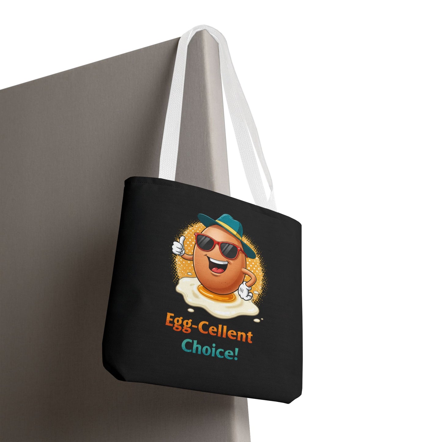 Tote Bag: Egg-Cellent Choice Thumbs Up Pun Design