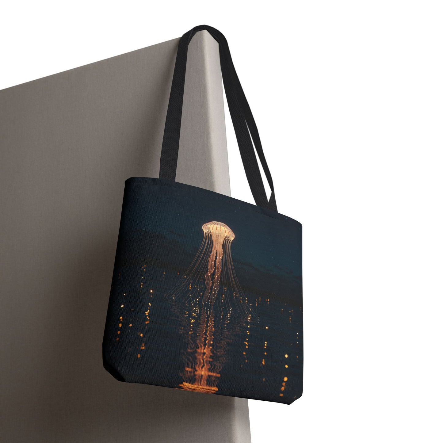 Luminous Jellyfish Tote Bag, Glow-Inspired Ocean Design Shoulder Bag, Durable Polyester Tote For Everyday Style, Gifts, And Coastal Fashion