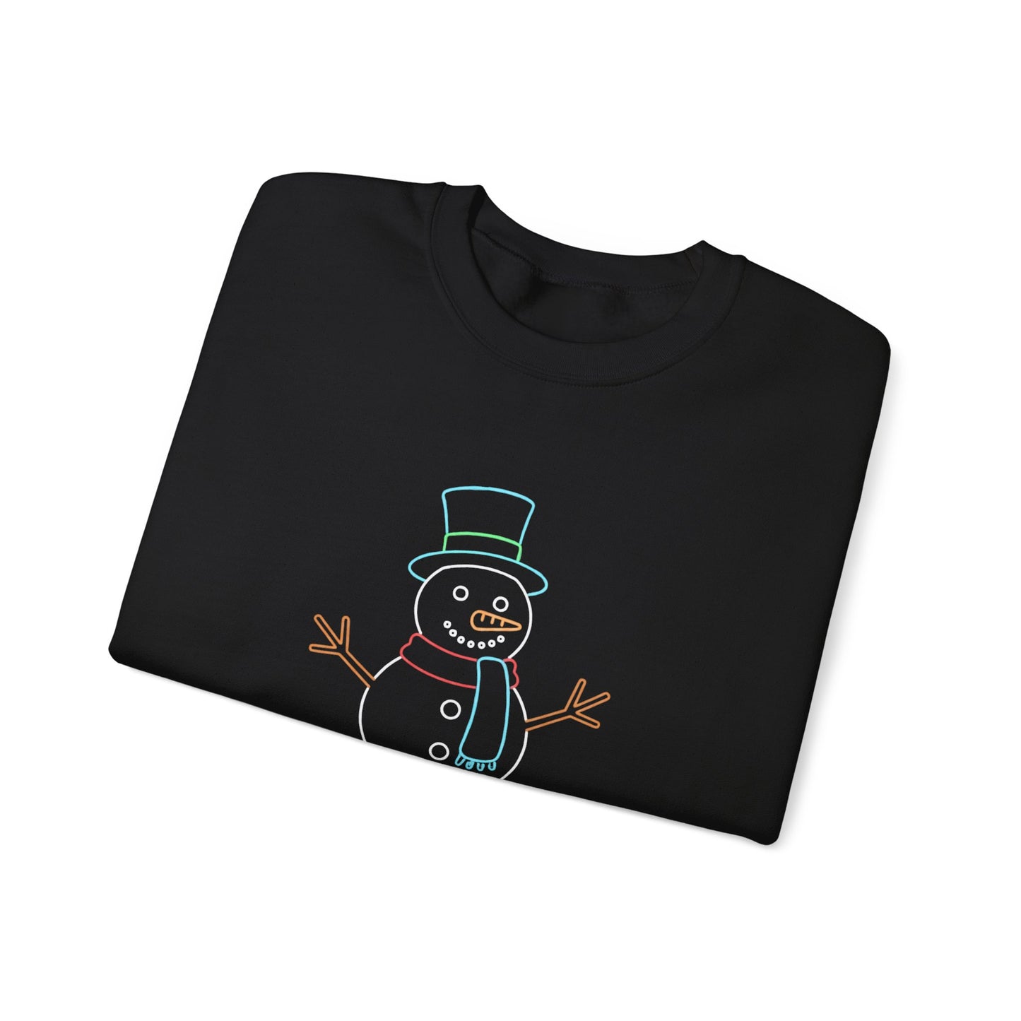 Snowman Sweatshirt, Black Snowman Crewneck, Holiday Winter Sweatshirt Unisex, Cute Snowman Gift for Her Him, Cozy Winter Fashion